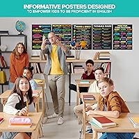 Vista 8 de Decorably 5 pósteres ELA de pizarra para escuela secundaria, 17 x 22 pulgadas, póster educativo en inglés laminado mate para aula de escuela