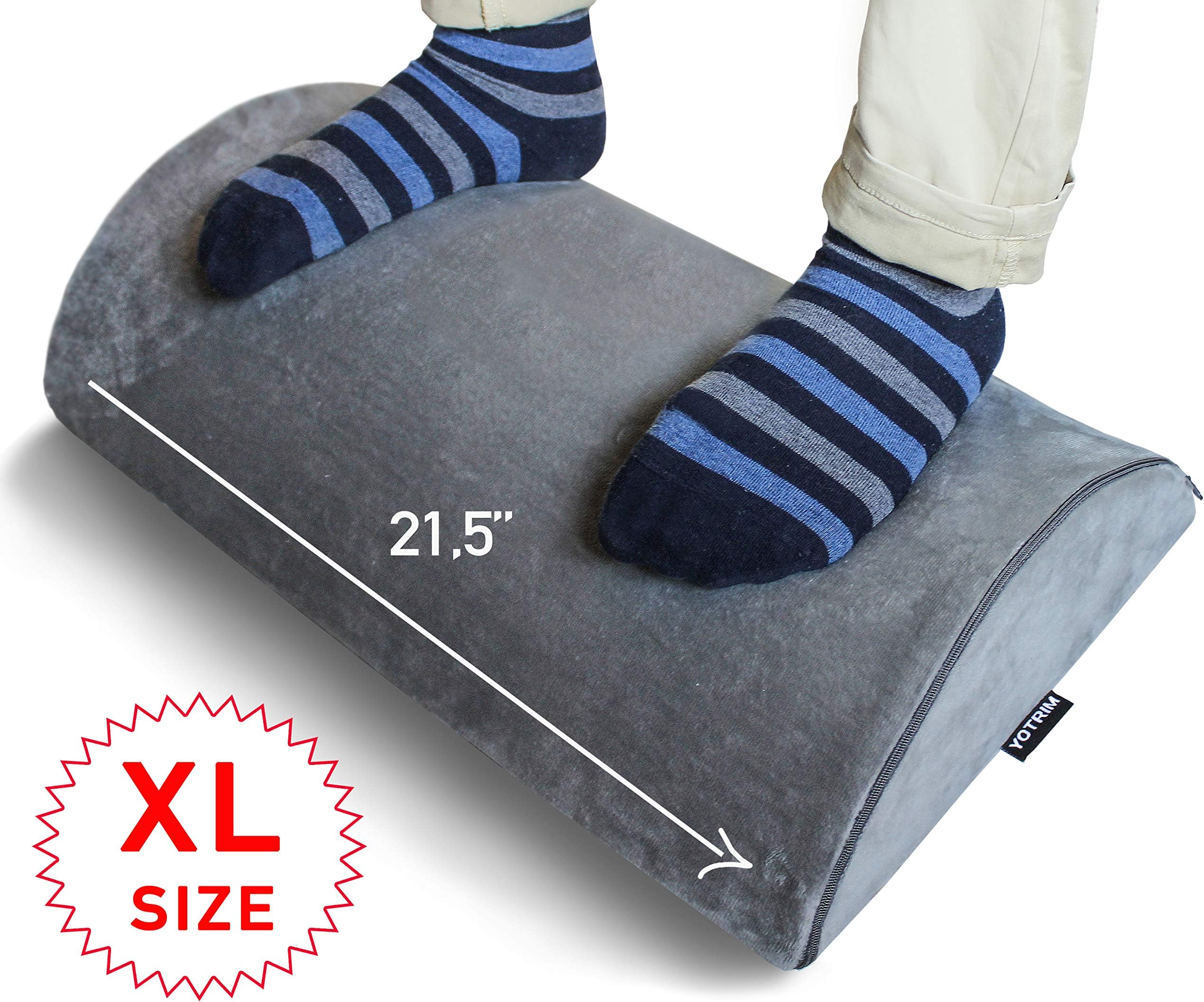 Under Desk Foot Rest Cushion for Home and Office, Premium Ergonomic Foam Footrest Pillow, Low Profile Design, Optimum Leg Clearance and Non Slip Support; Longer for Improved Computer Posture