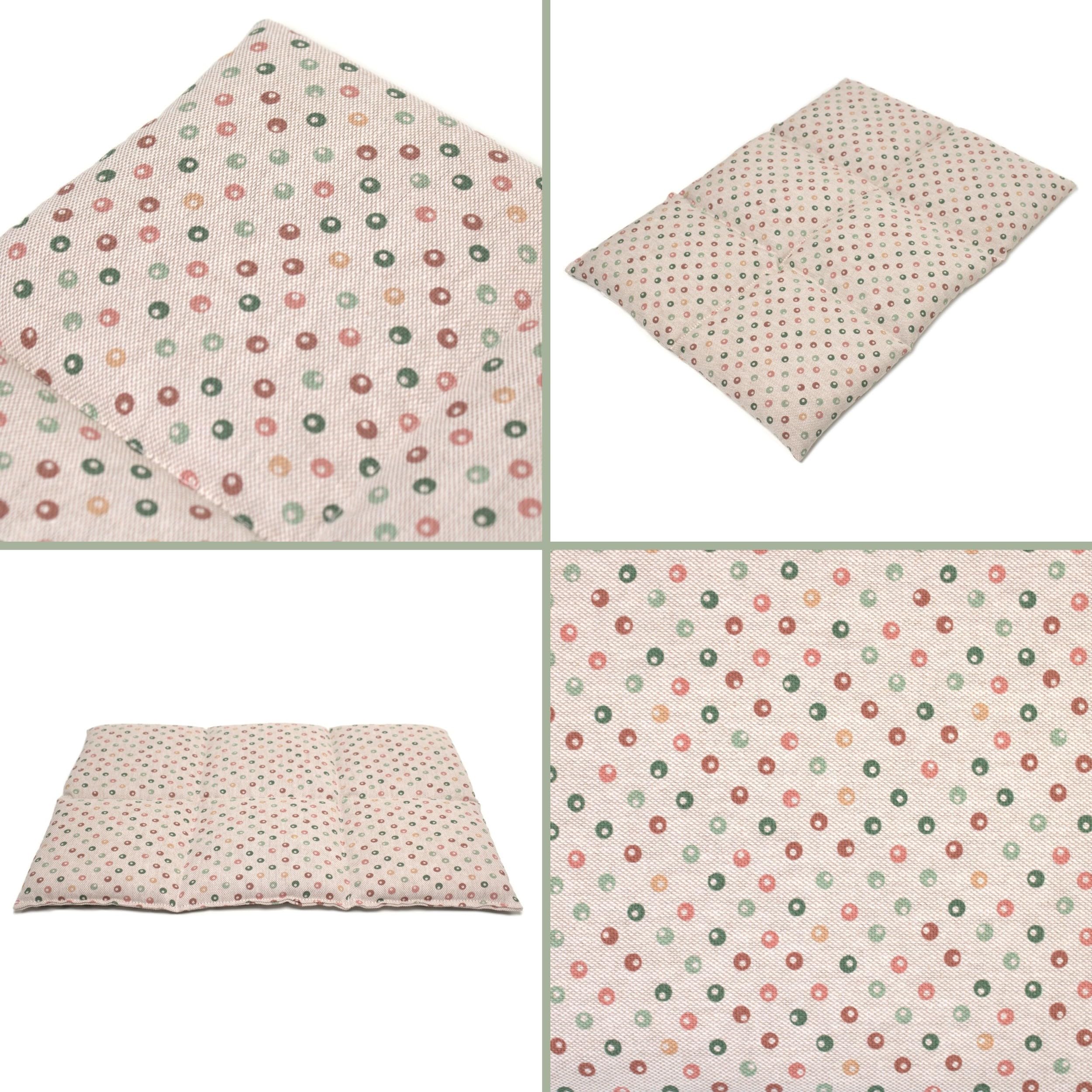 Coussin de seigle et de blé - Coussin aux grains de blé et de seigle Bio - 40x30 6 compartiments - pois multicolores- Coton Bio - Coussin thermique - Bouillotte sèche chaude ou froide