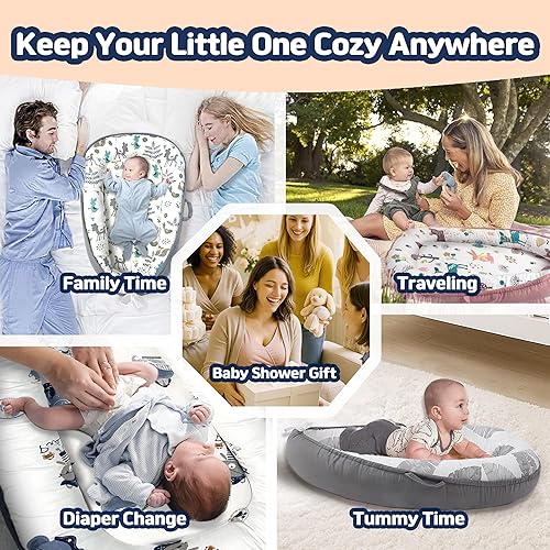 Miniatura 6 de Tumbona para bebé recién nacido de 0 a 24 meses, almohada de bebé y tumbona nido de bebé, almohada transpirable de algodón orgánico, nido de bebé