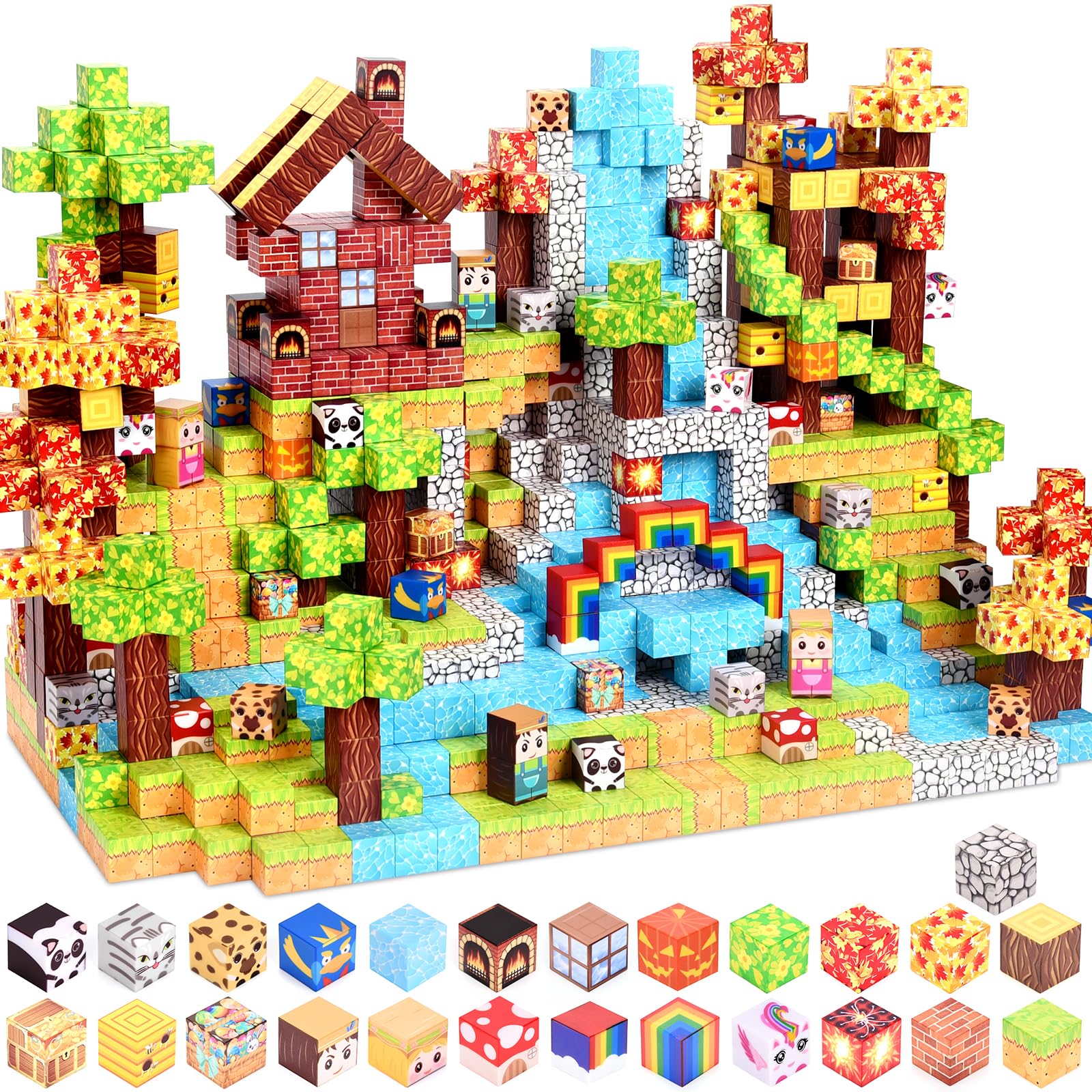 Magnetic Building Blocks, 200Pcs Maple Valley Magnetic Cube Construction Toys for 3+ Boys Girls, Magnetic Blocks STEM Educational Toys, Ideal Magnetic Toys Gifts for Kids Halloween Birthday Christmas