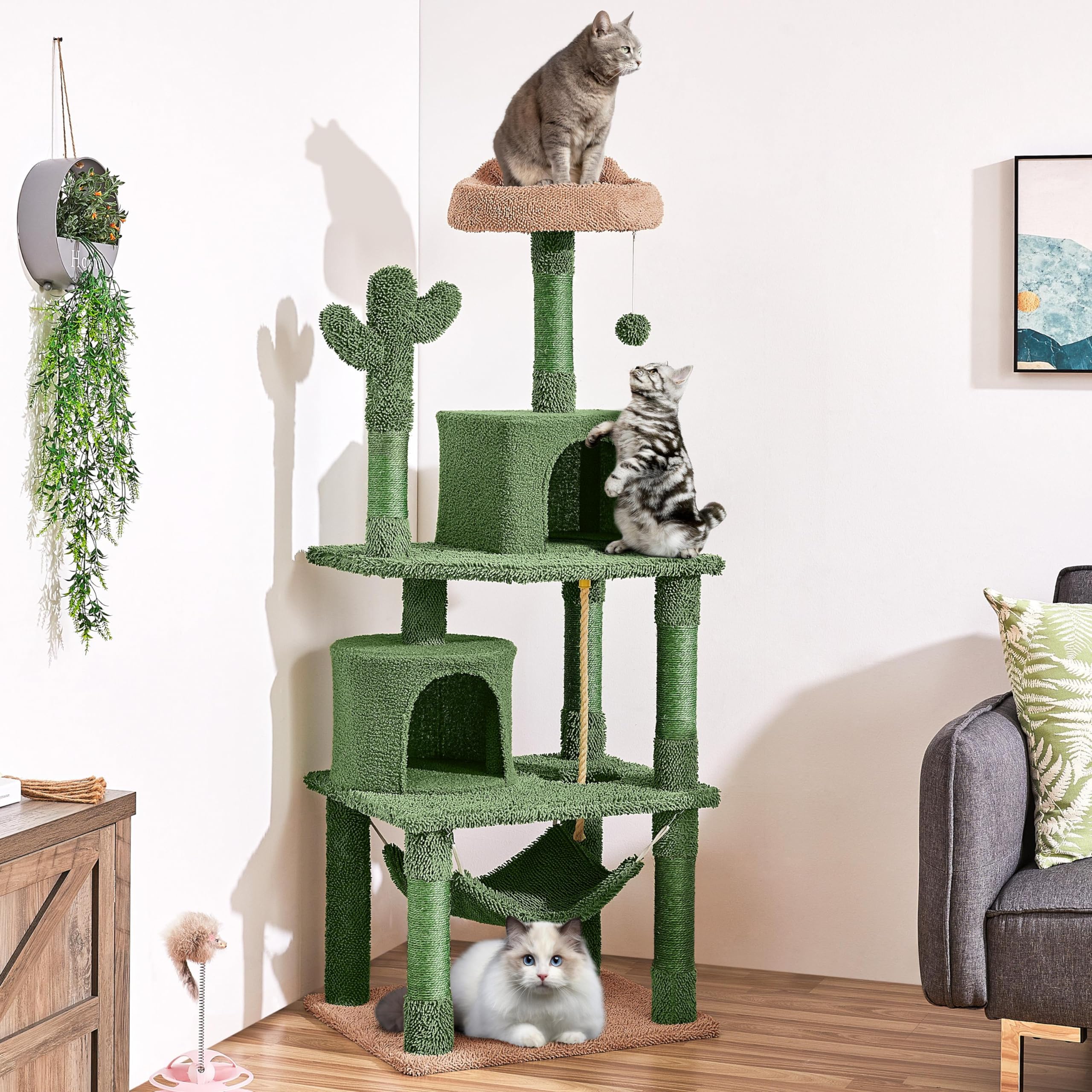 Yaheetech Katzenbaum Pfotenform – 164 Cm Hoch, 5 Ebenen Mit Höhle, Plattform & Kratzstämmen