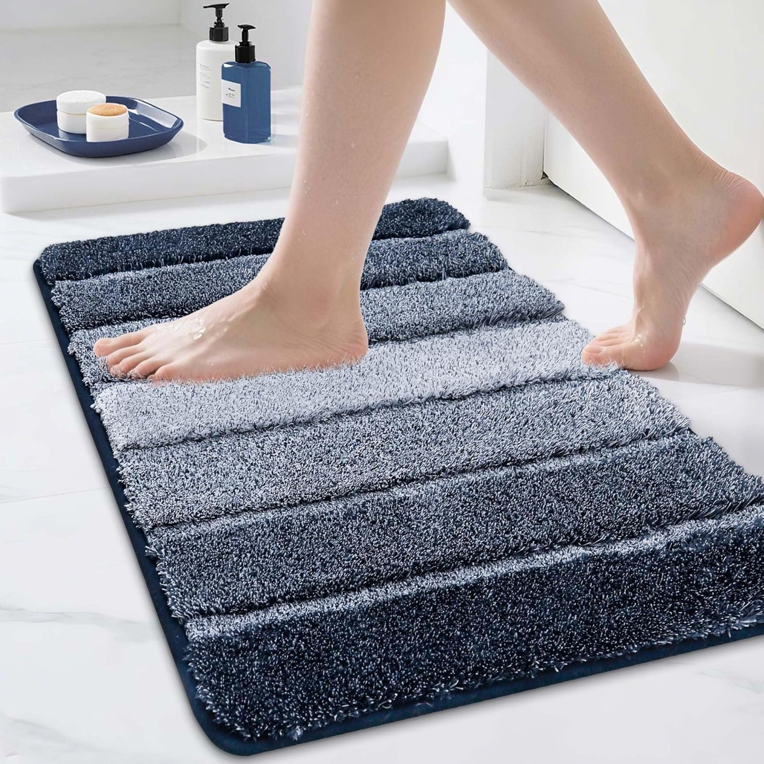 COSY HOMEER Bathroom Rugs 24x17 Ultra Soft Absorbent Bath Mat with Non-Slip TPR Backing Machine Washable Shaggy Rug