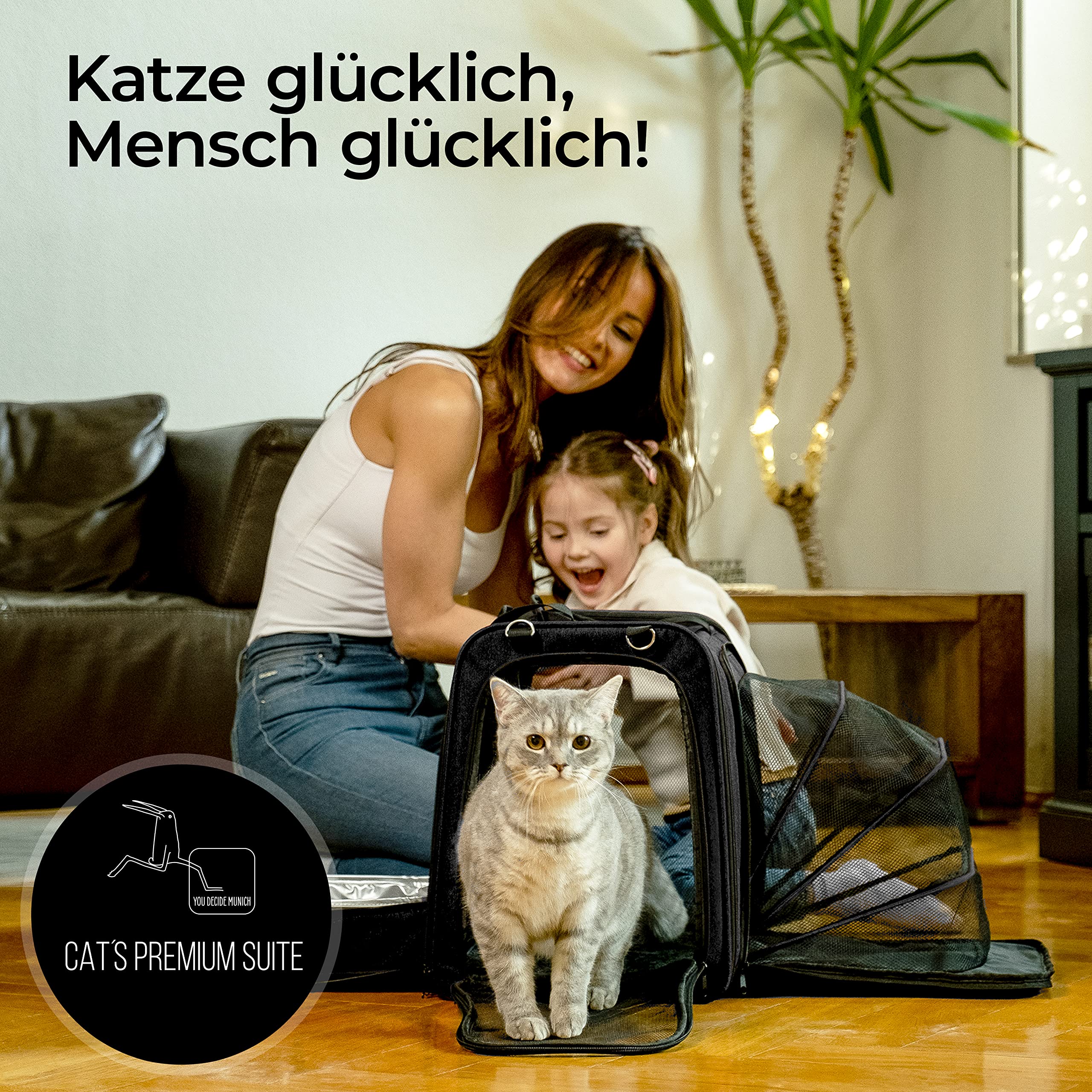 Katzentransportbox [mit Katzenklo] Katzen-Transport-Tasche, Katzentasche, Tragetasche mit Katzentoilette, Katzen-Box Autoreise faltbar CAT´S Premium Suite LX schwarz