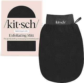 Kitsch Exfoliating Glove – Exfoliating Mitt - 1pc Black | Korean Exfoliating Mit & Deep Exfoliating Body Scrubber for Shower, Bath | Body Exfoliator Glove, Dead Skin Remover