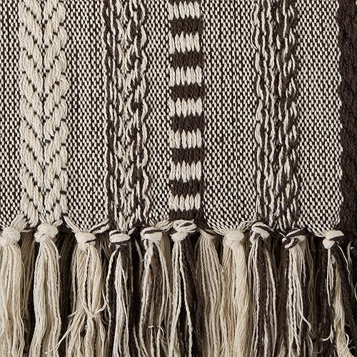 Vista 44 de DII - Manta trenzada a rayas, 50x60, piedra