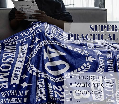 Miniatura 5 de Regalos de cumpleaños número 40 para hombres, hombres, él, papá, marido o tío – 40 años de ser impresionante – Manta de franela de felpa – 50 x 65