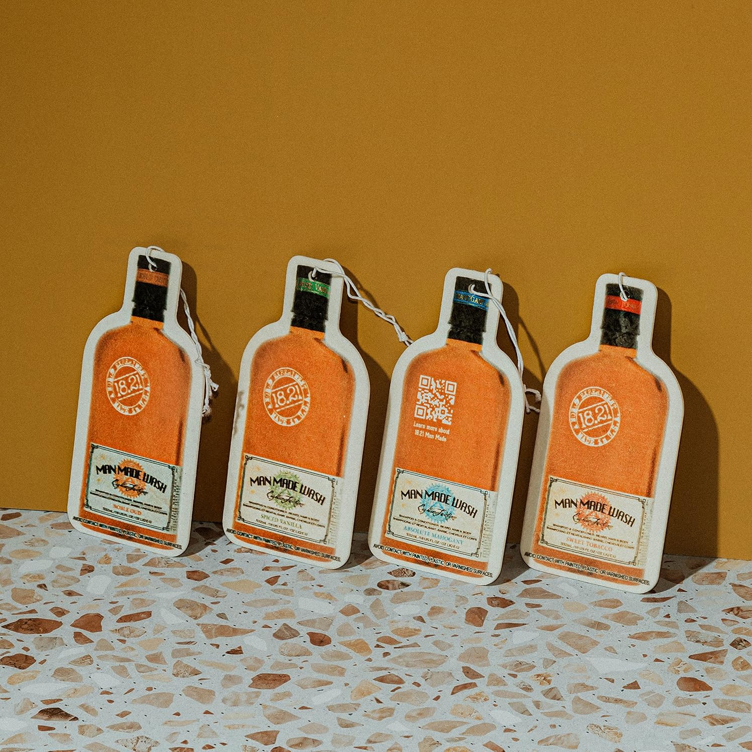 18.21 Man Made Premium Hanging Air Freshener Luxurious Original Four-Scent Variety-Pack, Long Lasting Fragrance for Car, Gym Bag, Travel Luggage or Closet.