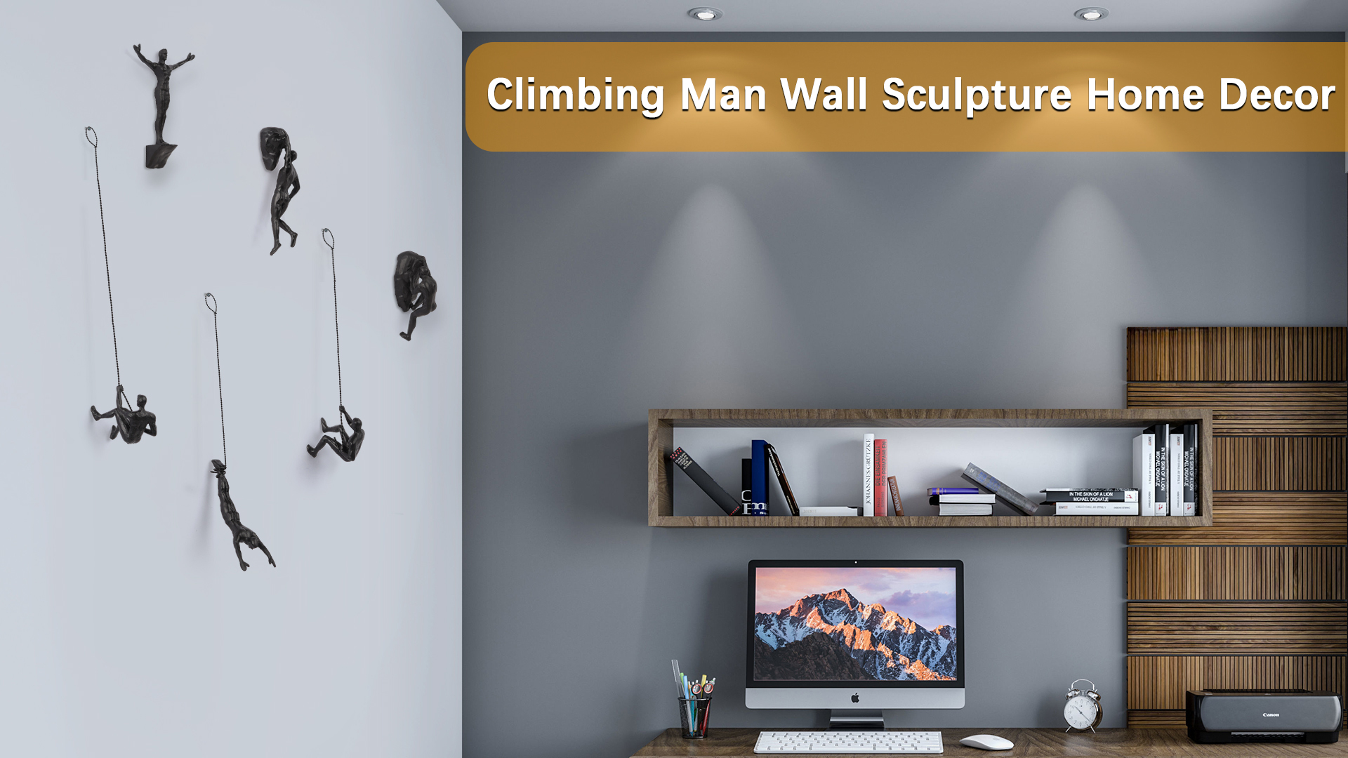 Amazon.com: Lilithye Climbing Man Wall Sculpture 6PCS Retro Wall