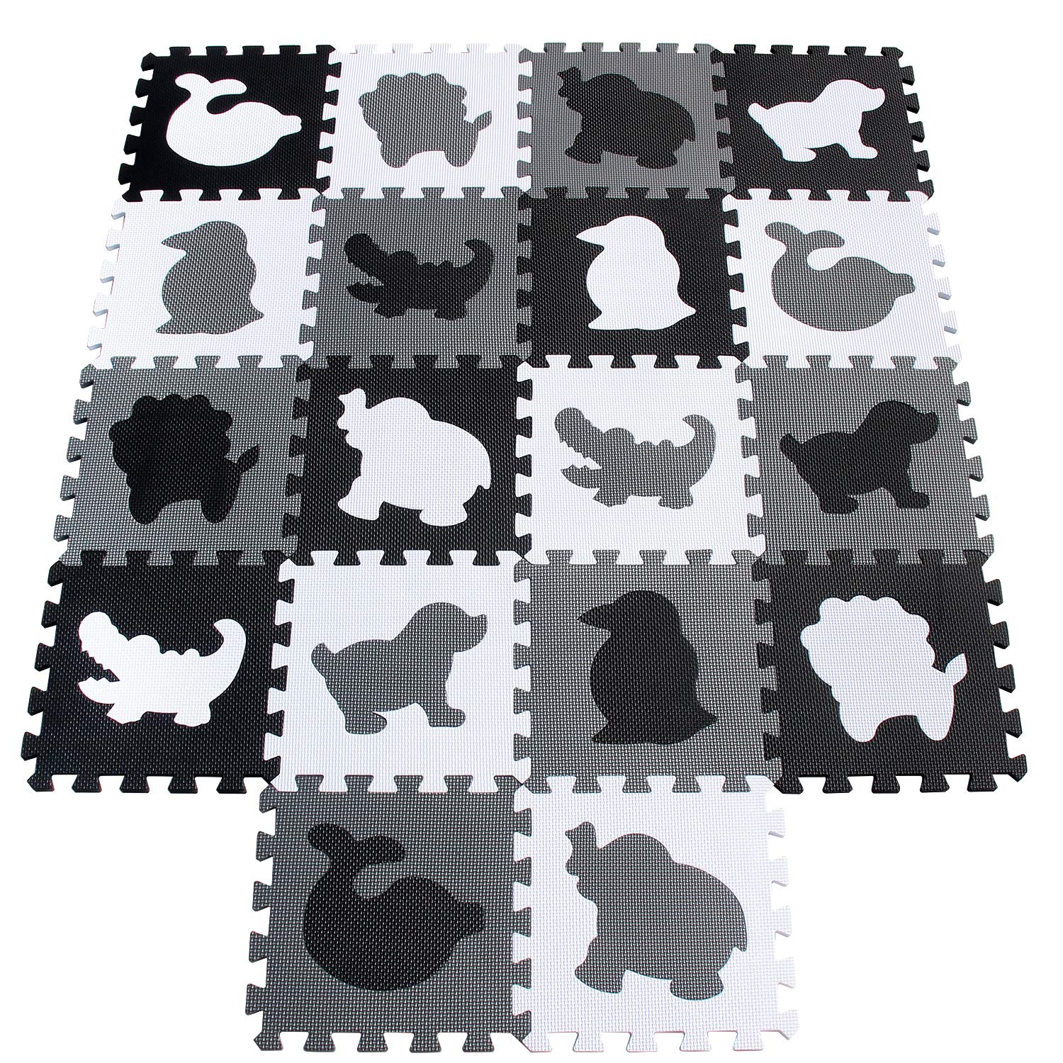 qqpp EVA 18 Tiles Baby Play Mat for Playing, Interlocking Foam Floor Mats for Tummy Time & Crawling, Flooring Tiles with Animals Puzzle for Kids. QP-51(ADL) b18N