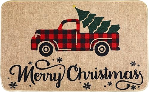 Miniatura 1 de Erweicet Tapete de Navidad de bienvenida de Navidad, antideslizante y lavable, tapete de invierno con parte trasera de goma, tapete de puerta de