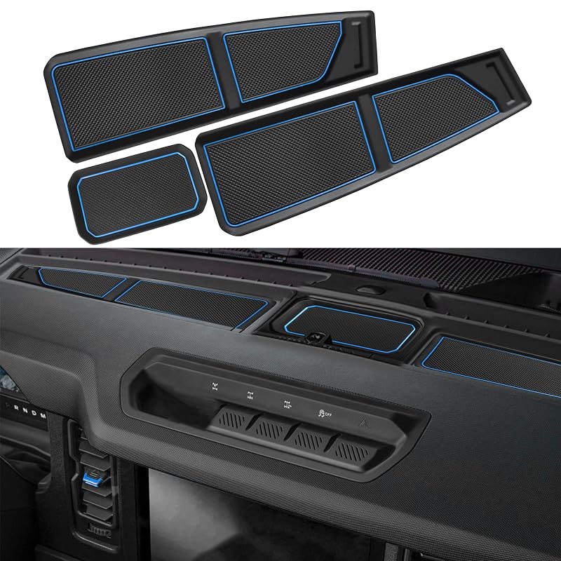 Kit de capas para bandejas do painel em silicone SENSHINE para Ford Bronco 2021 a 2026, azul, 3 peças