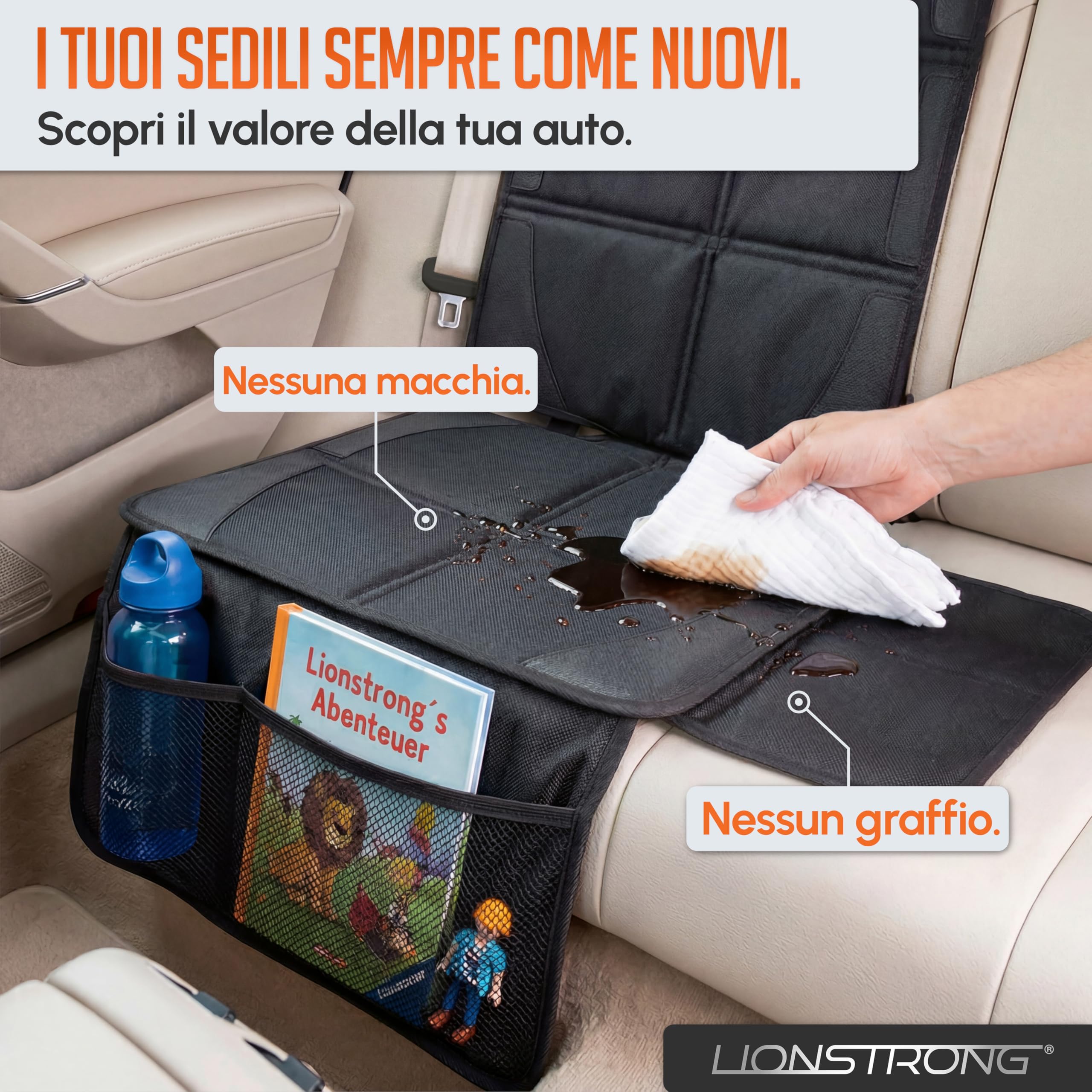 LIONSTRONG - coprisedile auto per seggiolino bimbo - protettore di sedili auto - compatibile ISOFIX (1 PCS)