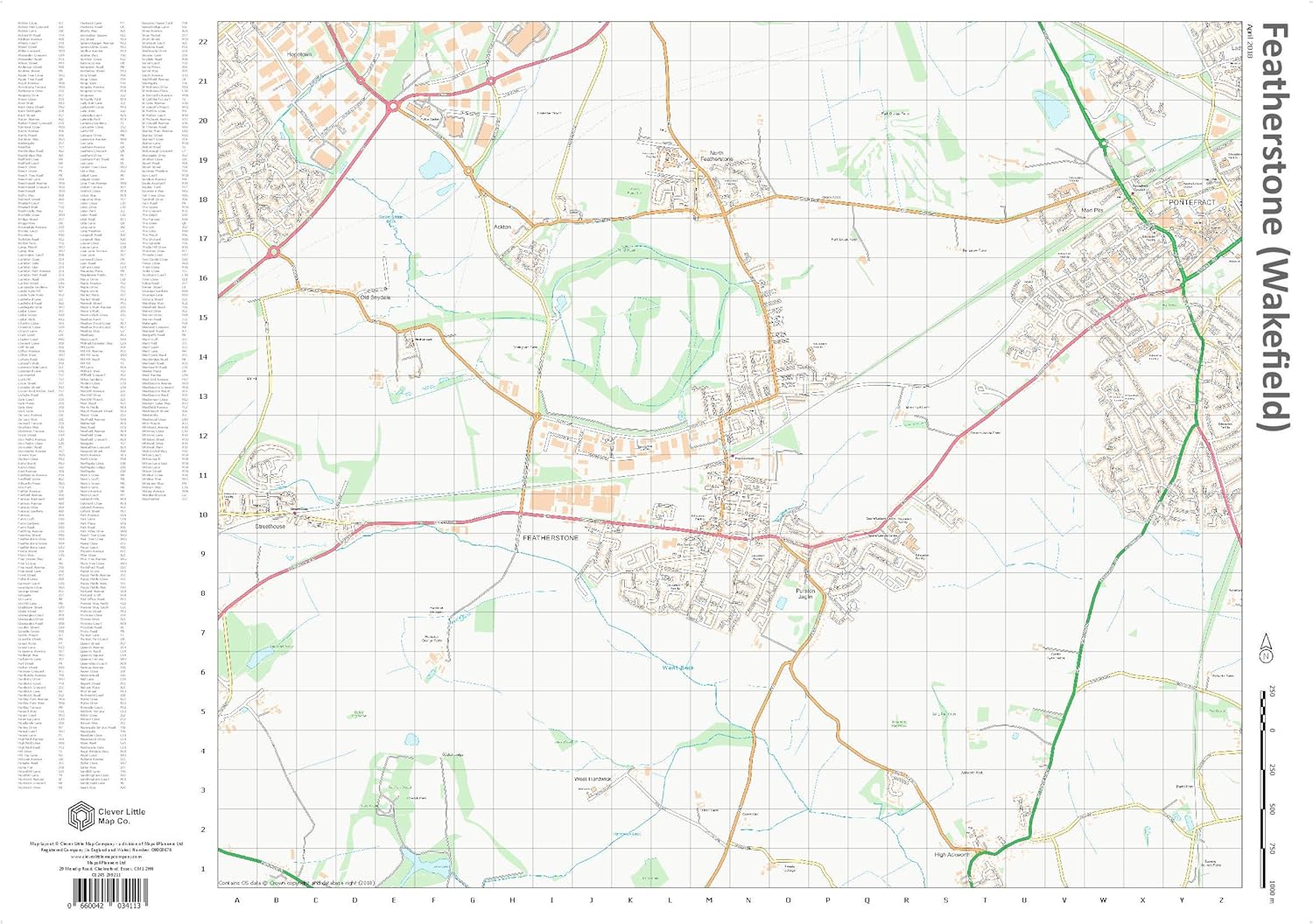 Street Wall Map with Index Featherstone (Wakefield) Amazon.co.uk