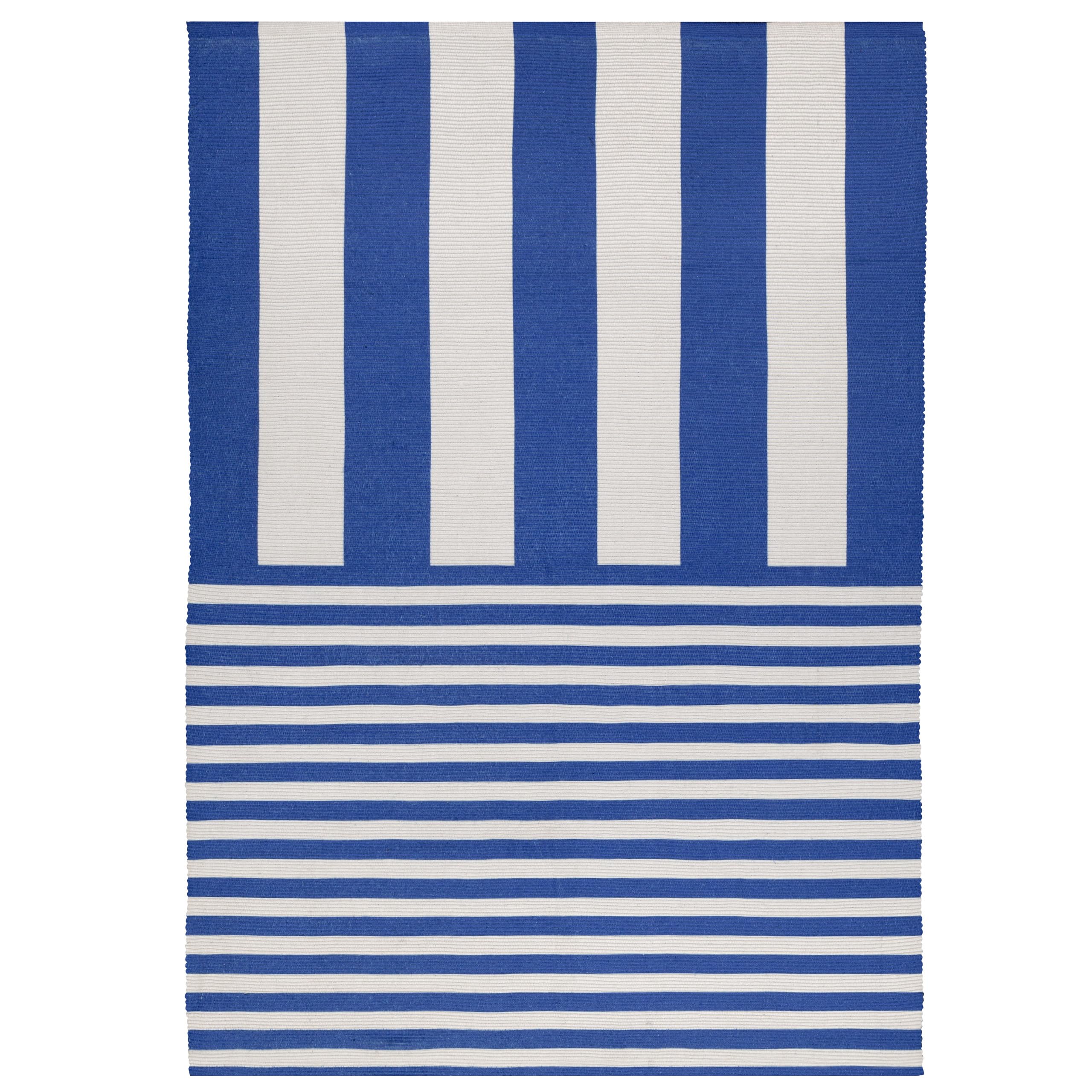 Furn. Deck White Stripe Printed Indoor And Outdoor Rug 120 X 120Cm