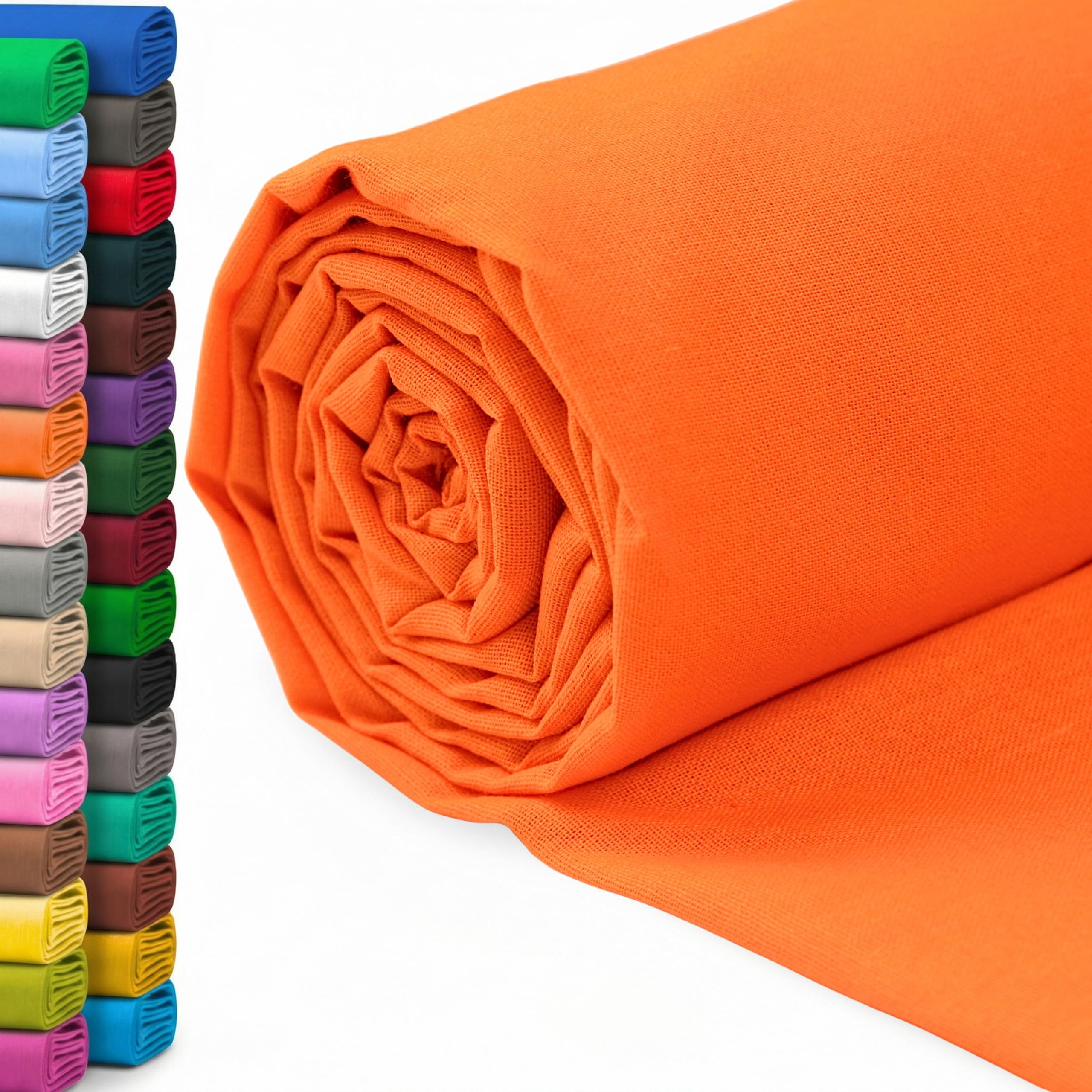 A-Express 100% Cotton Fabric - 60 Inch 150cm Wide - Plain Cotton Fabric by The Metre - Ideal for Quilting, Sewing, Dressmaking, Curtain Linings, Totes, Bedding, Pillowcases - Orange 5 Metres