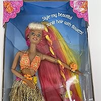 Vista 3 de Cabello Hula rosa y dorado Barbie