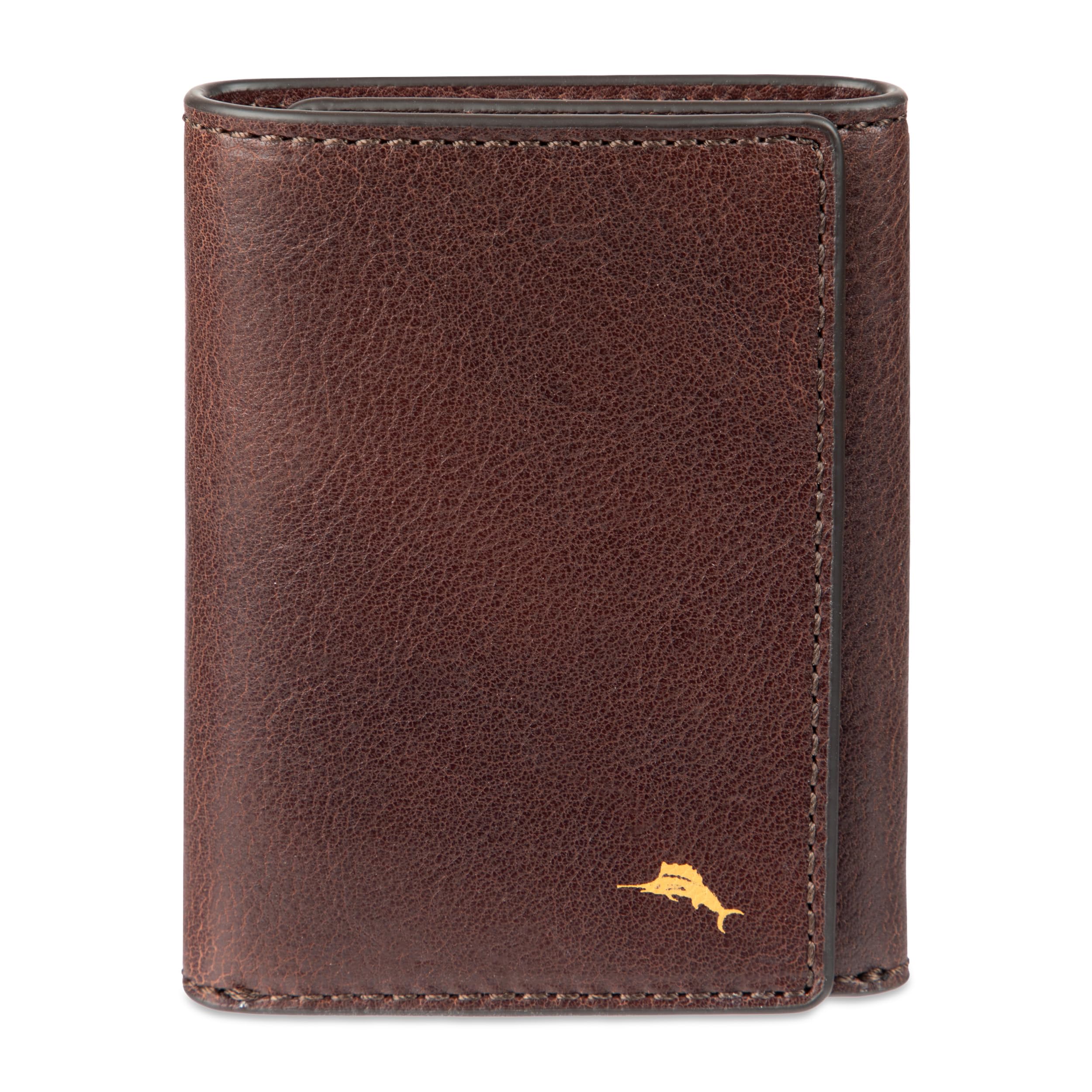 Mens Leather Trifold Wallet Brown
