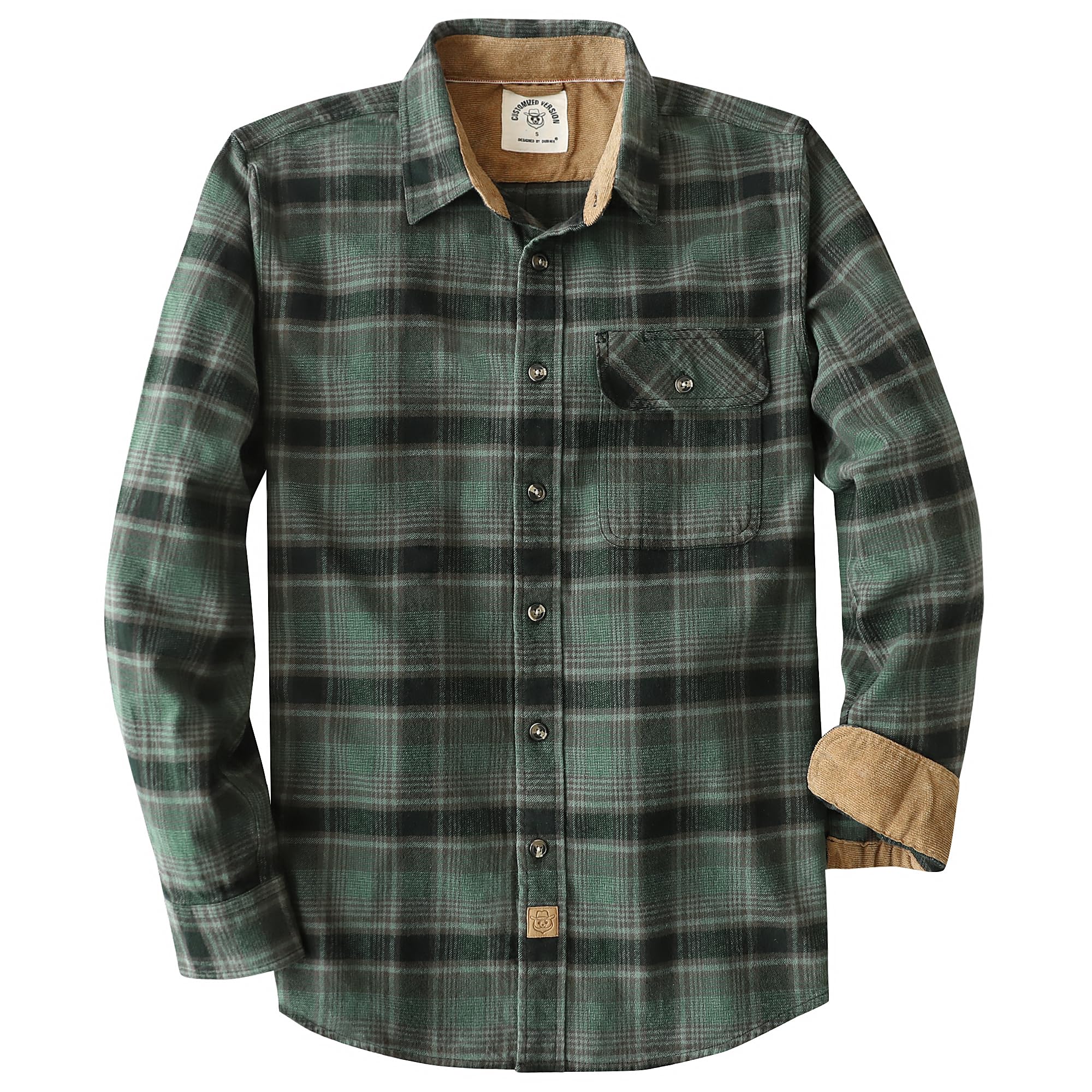 Dubinik® Camicia Flanella Uomo Quadri Camice in Flanella Uomo Regular Fit Casual Cotone Manica Lunga Bottoni Shirt in Pile