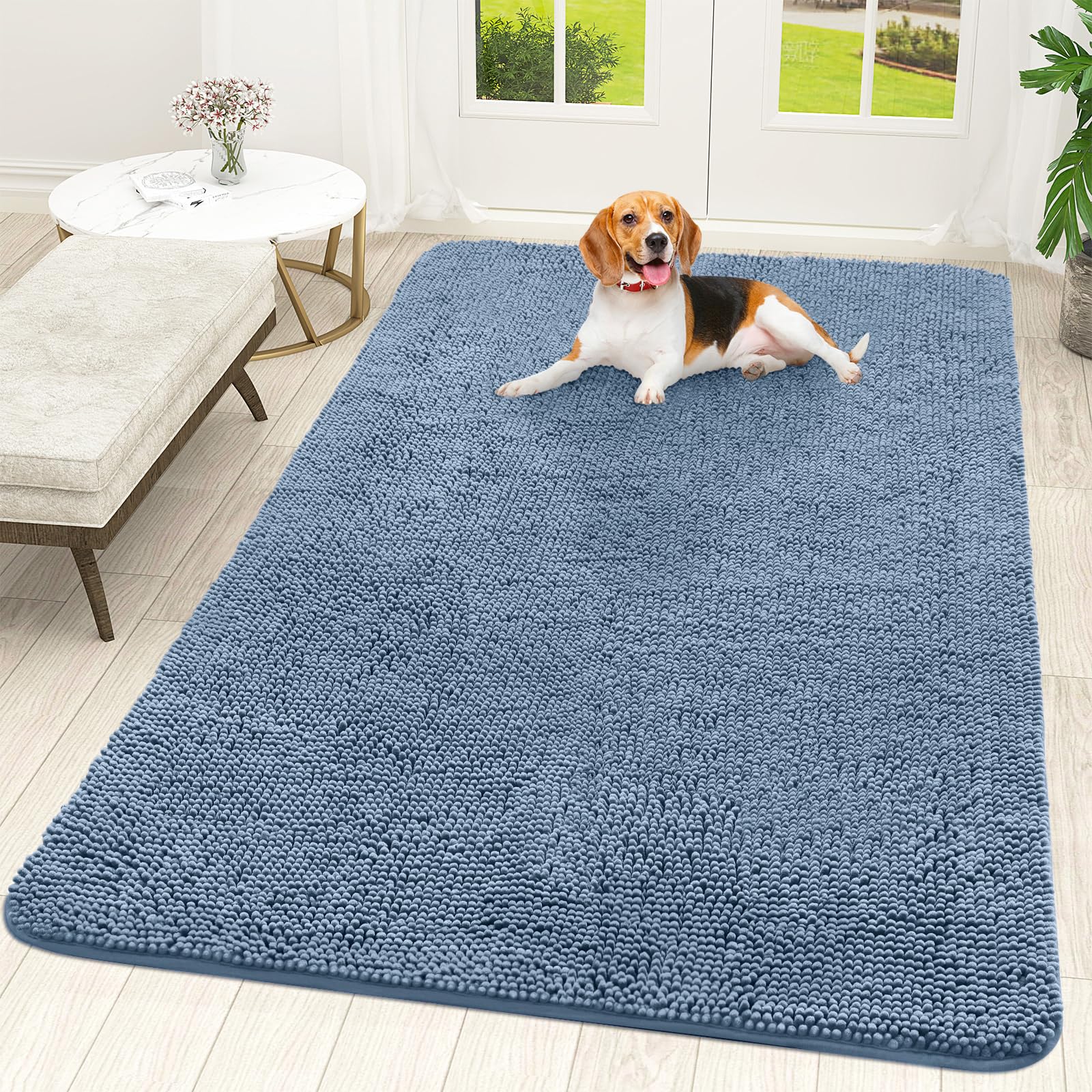 OLANLY Dog Door Mat for Muddy Paws 70x46, Super Absorbent Chenille Mud Mat