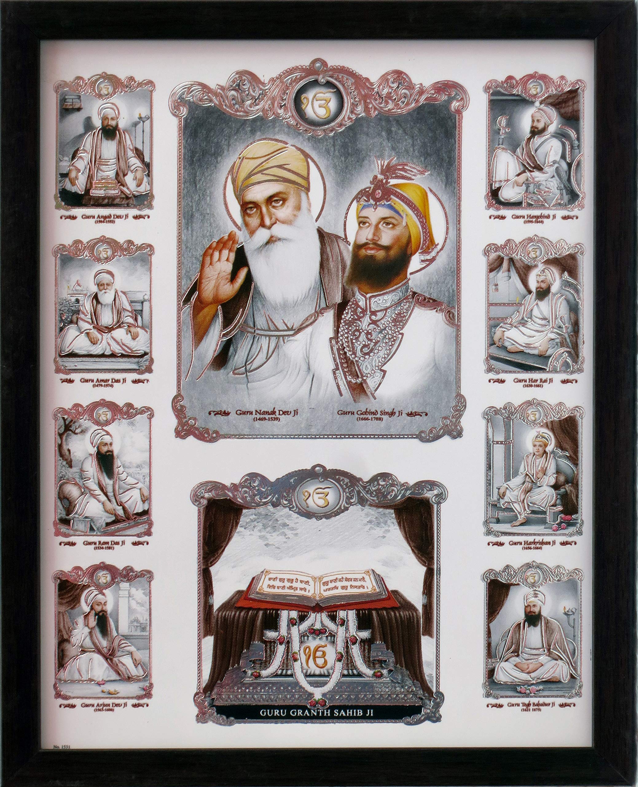 Lord Sikh Guru poster print with frame for Home Decor and Gifting Purpose (229-88)