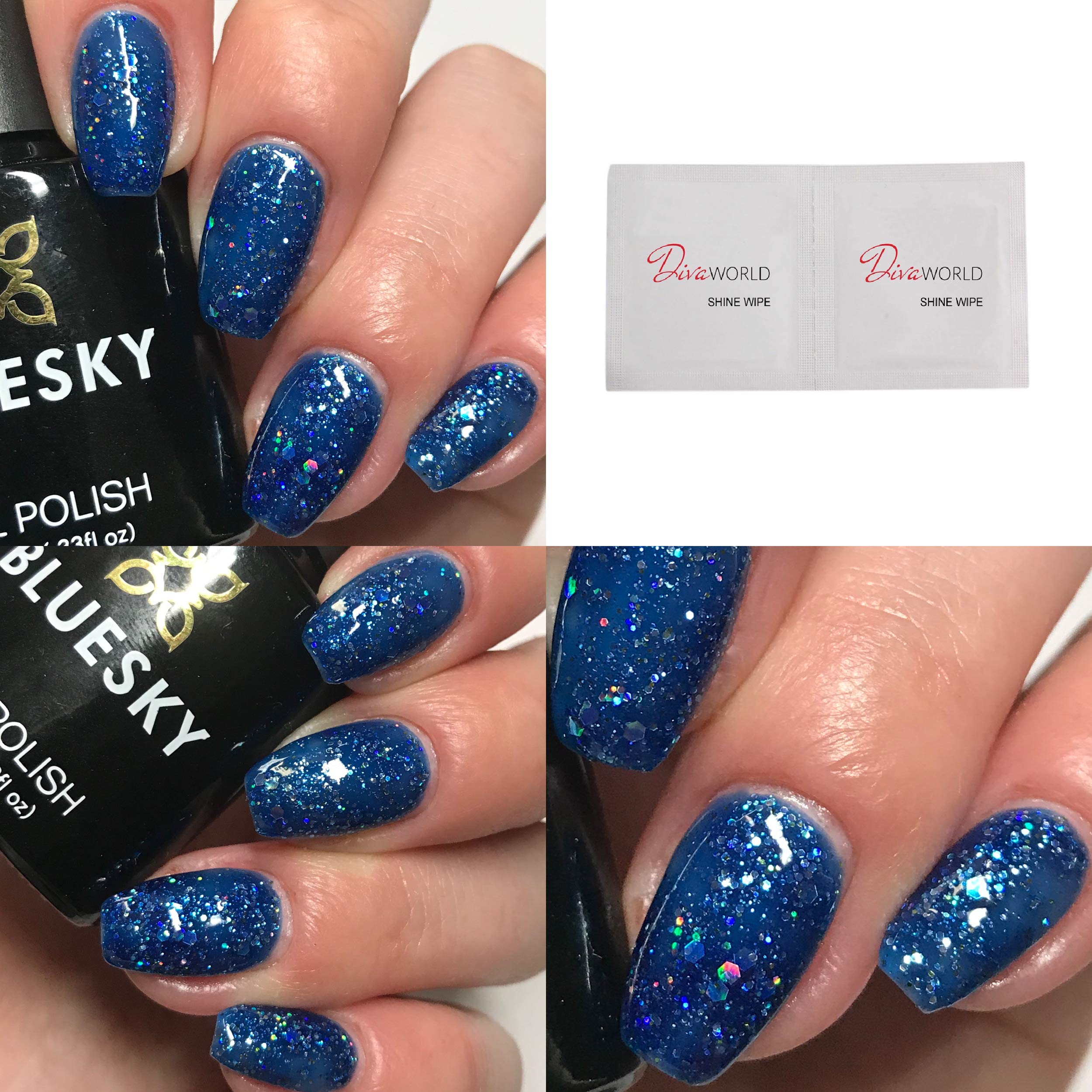 Bluesky Dark Blue Chunky Glitter MIDNIGHT BLUE - BLZ13 - UV/LED Soak Off Gel Nail Polish 10ml