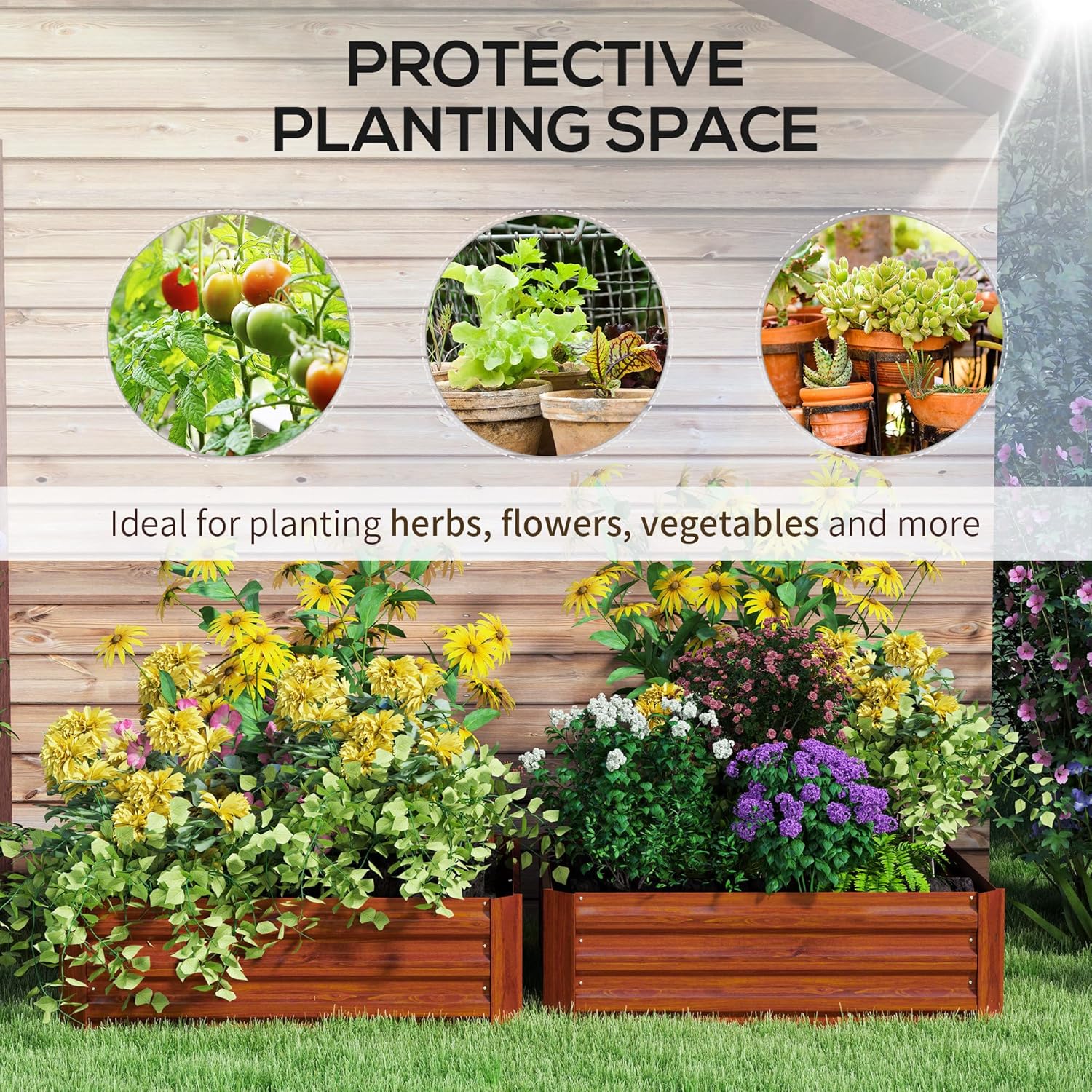 Raised Garden Bed for Outdoor Vegetable and Herb Growing – Durable Galvanized Steel Planter with Open-Bottom Design