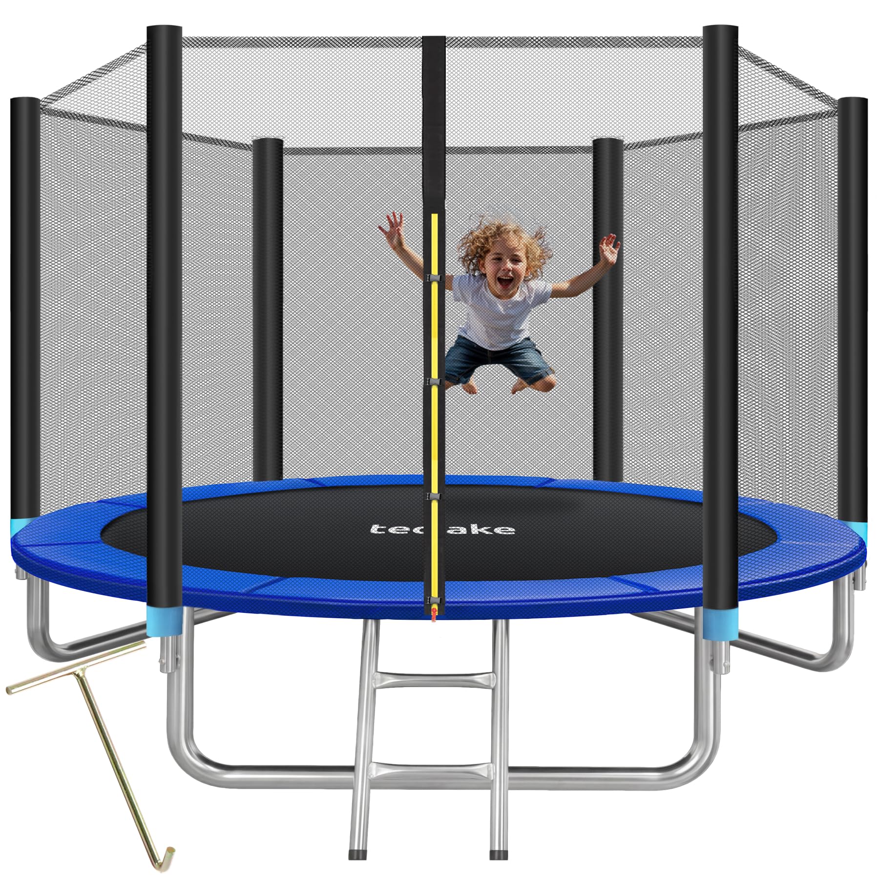 tectake® Trampolin, Gartentrampolin, Outdoor Spaß- und Sportgeräte Zuhause, Sportgerät Ausdauertraining, Balancieren Kinder, mit Sicherheitsnetz Schutznetz Kinder, Trampolin Randabdeckung