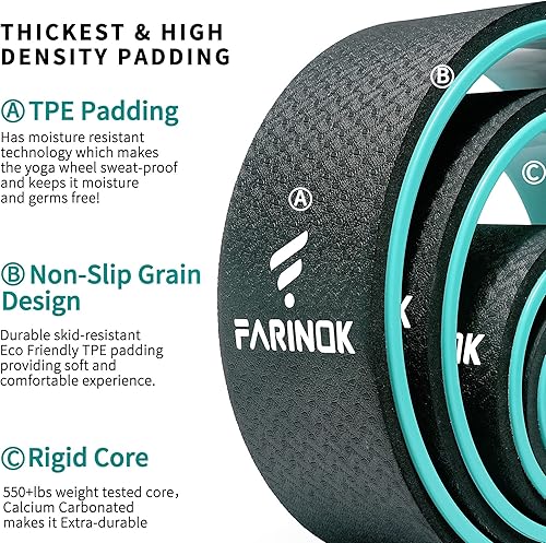 Miniatura 3 de Juego de 3 ruedas de yoga + 1, ruedas traseras mejoradas de 0.394 pulgadas de grosor para aliviar el dolor y estirar, rodillo de espalda más fuerte
