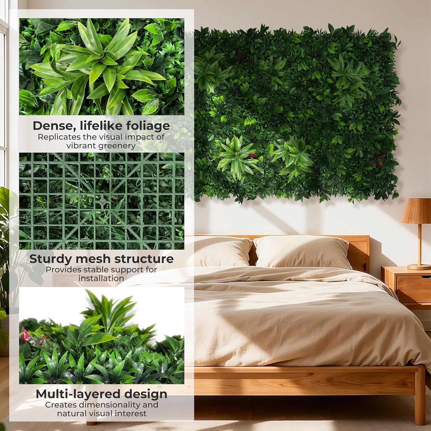 20x20 Inch Realistic Artificial Boxwood Hedge Panels - 6 Pack of UV-Anti Faux Grass Wall Panels for Outdoor Privacy, Balcony Cover and Indoor Wall Decor
