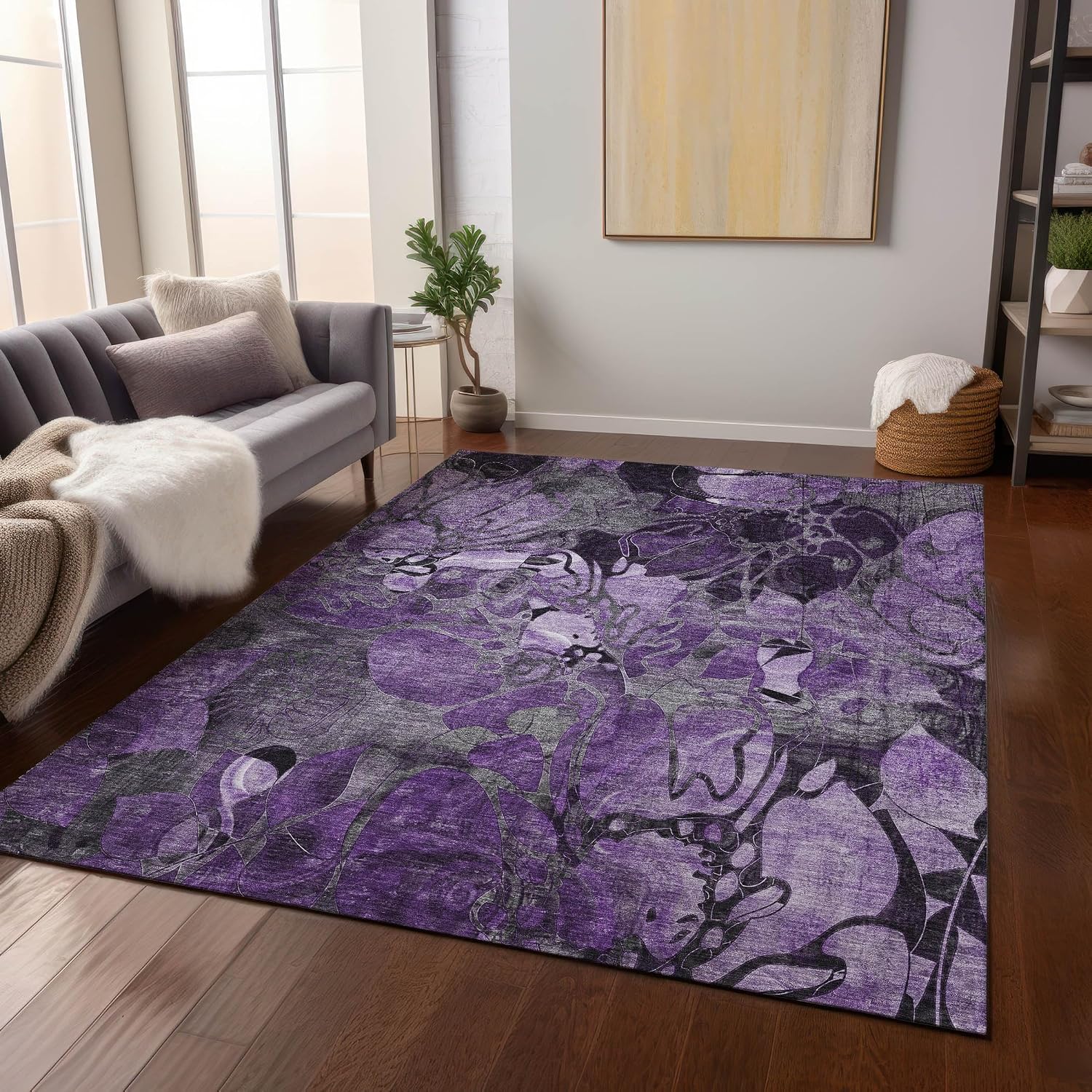 Addison Rugs Chantille ACN558 Purple 2'6" x 3'10 Indoor Outdoor Area Rug, Stain Resistant, Machine Washable, Non Shedding, Bedroom, Living Room, Dining Room, Kitchen Rug