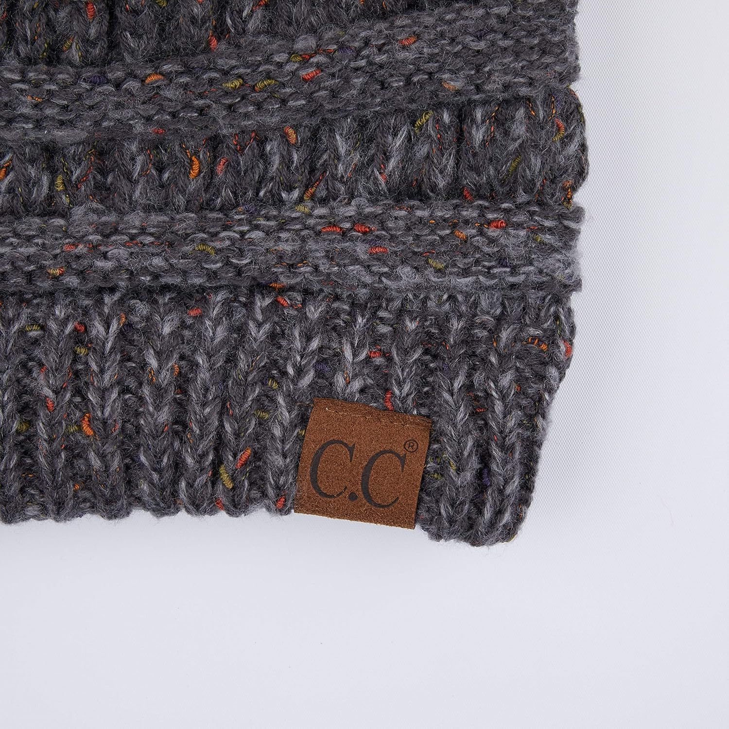 C.C Ribbed Confetti Knit Beanie Tail Hat for Adult (MB-33) image 4