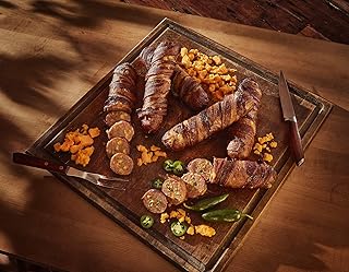 Bacon Wrapped Stuffed Sausages (Cheddar Cheese and Jalapenos)