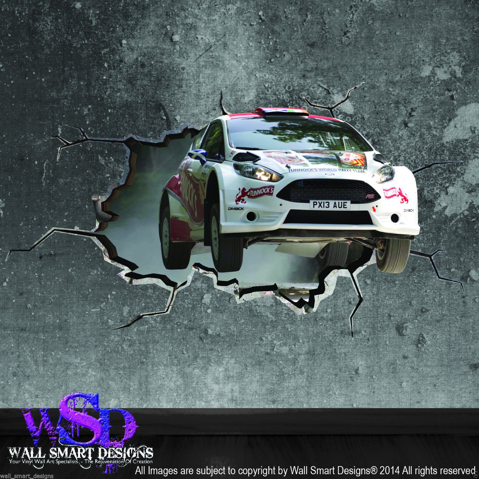 Sticker voiture de sport 3D pour déco de chambre garçon effet fissuré