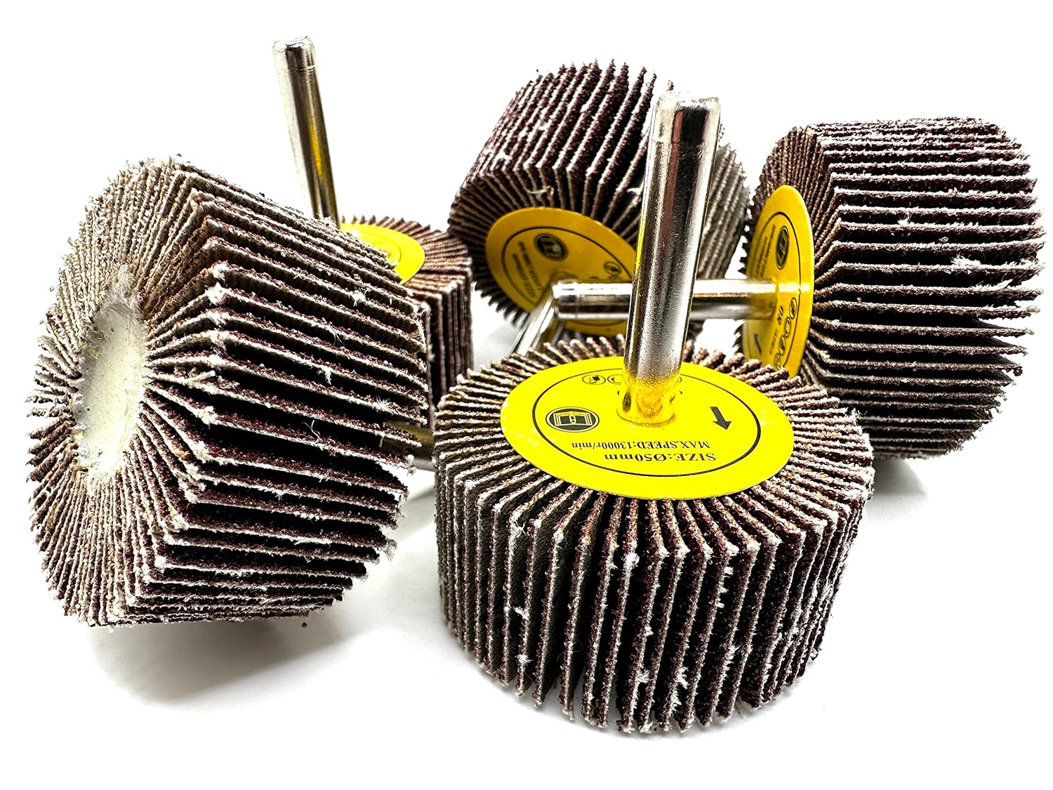 Pro-Graad SuperGrindz 5 Pack 2" x 1" x 1/4" 80 Grit Aluminum Oxide Shank Mounted Abrasive Flap Wheels, Ideal for Metal, Wood, Grinding, Blending, Polishing, Rust & Paint Removal