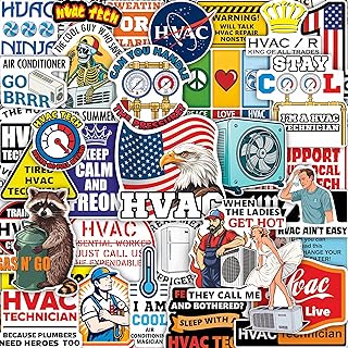 100Pcs HVAC Stickers Hard Hat, Water Bottle, Laptop – HVAC Toolbox Decals – Air Conditioning Stickers - Funny Hard Hat Decals - Gifts for Men & Women