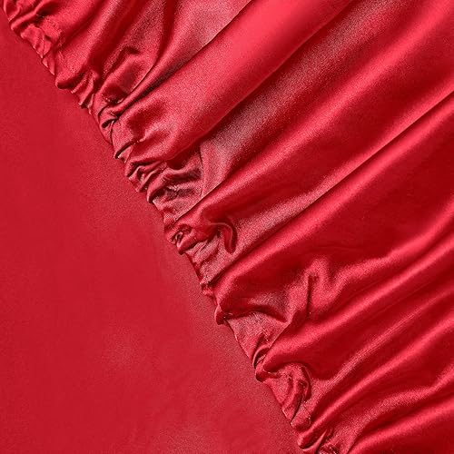 Vista 252 de Vonty Satin Sheets King Silky Soft Satin Bed Sheets Amber Beige Sheet Set, 1 Deep Pocket Fitted Sheet + 1 Flat Sheet + 2 Pillowcases