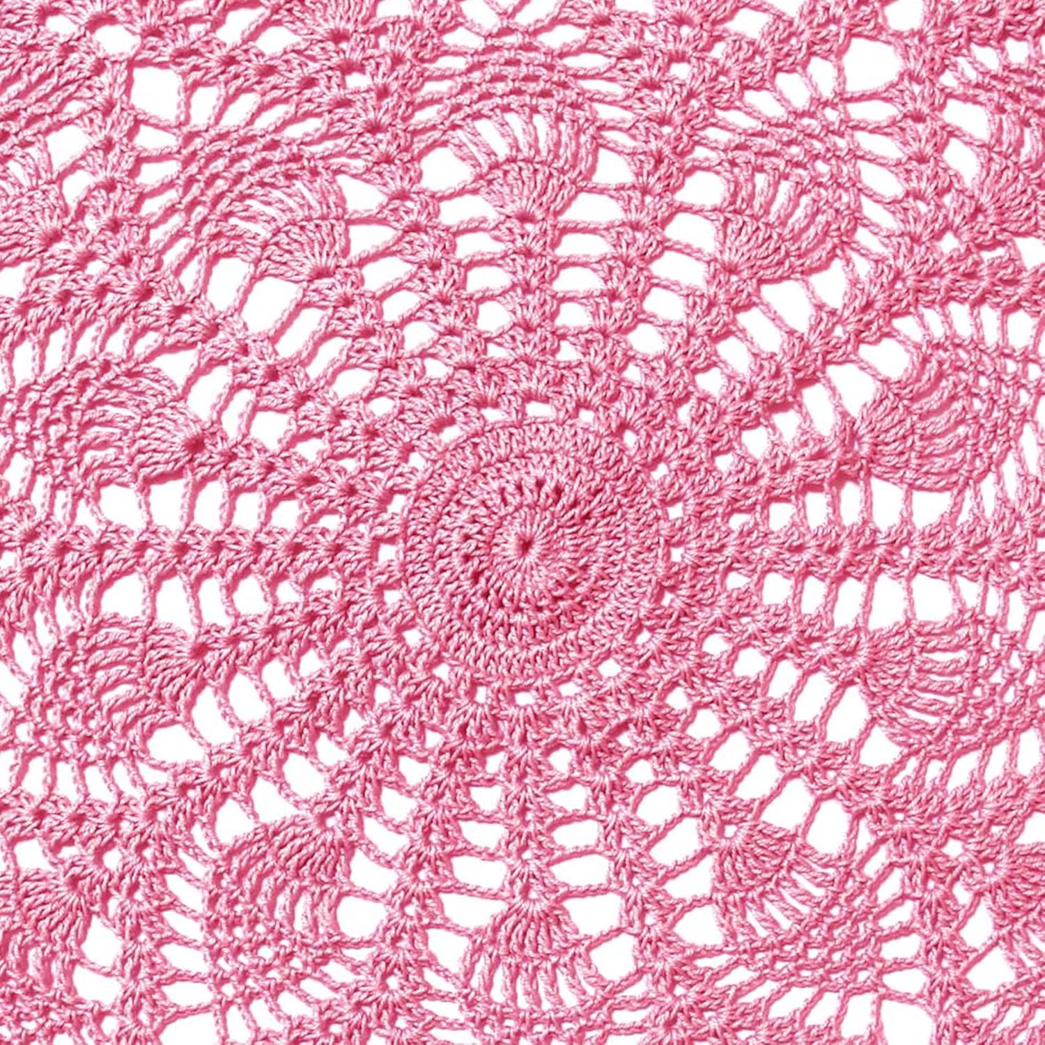 BIBITIME Easter Mother's Day Round Flower Lace Doilies Wedding Vase Mats Kitchen Tablecloth Dining Room Dish Plate Mat Handmade Crochet Table Doily Placemats (18 in to 20 in,2PCS, Style07-Pink)