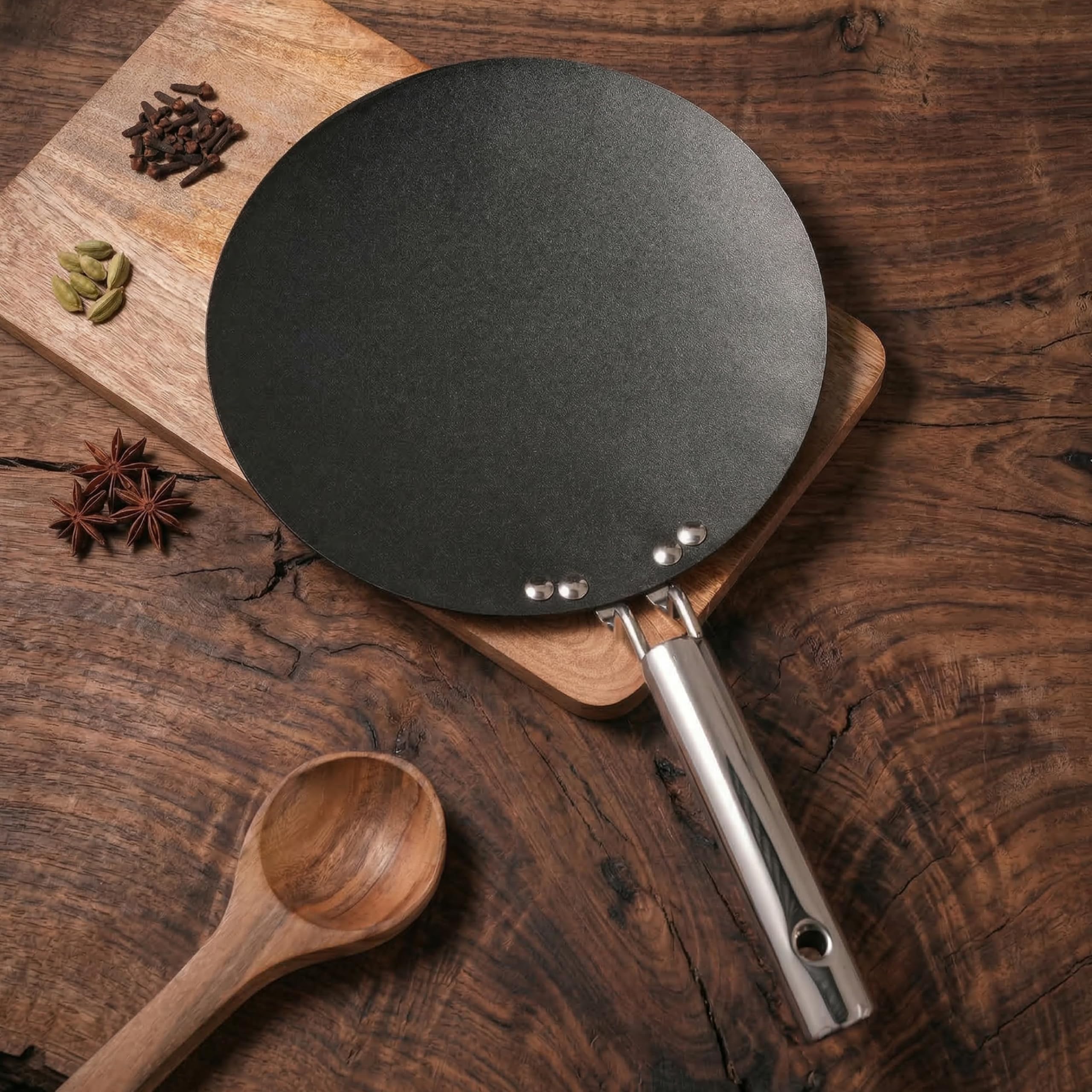 Lifelong Carbon Steel (Iron) Roti Tawa 25cm | High Heat Chapati & Paratha Tawa with Stainless Steel Handle | Naturally Seasoned Non-Stick Surface | Induction & Gas Compatible | Durable & Lightweight-image-43