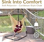 Sunnydaze Outdoor Hammock Chair Swing for Reading - Hanging Hammock Swing for Indoor or Patio - 300lb Capacity - Caribbean XL - Tan