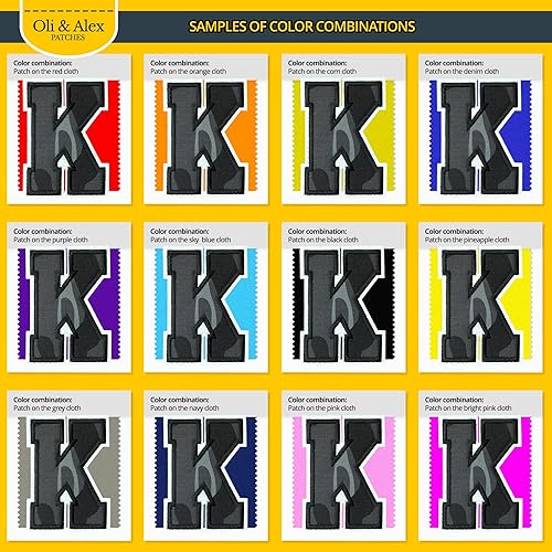 Miniatura 106 de Parches de letras termo-adhesivas de alta calidad – Lindas letras para ropa – Parche universitario para ropa – Letras bordadas de 4 1/2 parches