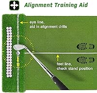 Vista 2 de Dual-Turf 45/50MM Tapete de Golpe de Golf, Bandeja de Bolas Integrada, Ayuda de Alineación, Tapete de Golf para Práctica al Aire Libre