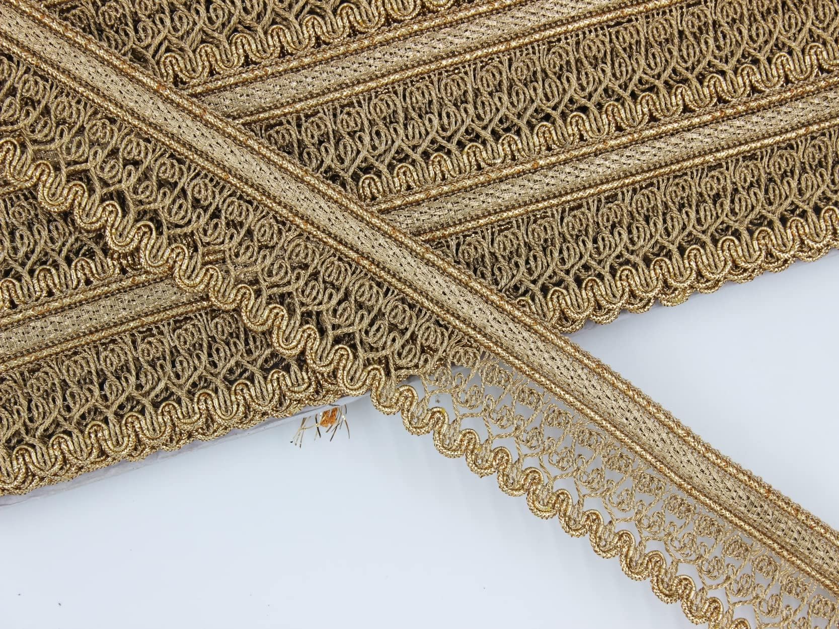 NILESH RIBBON INDUSTRIES Fancy Imitation JARI LACE, 38 MM ZALAR LACE 9 Meter (Rose Gold)
