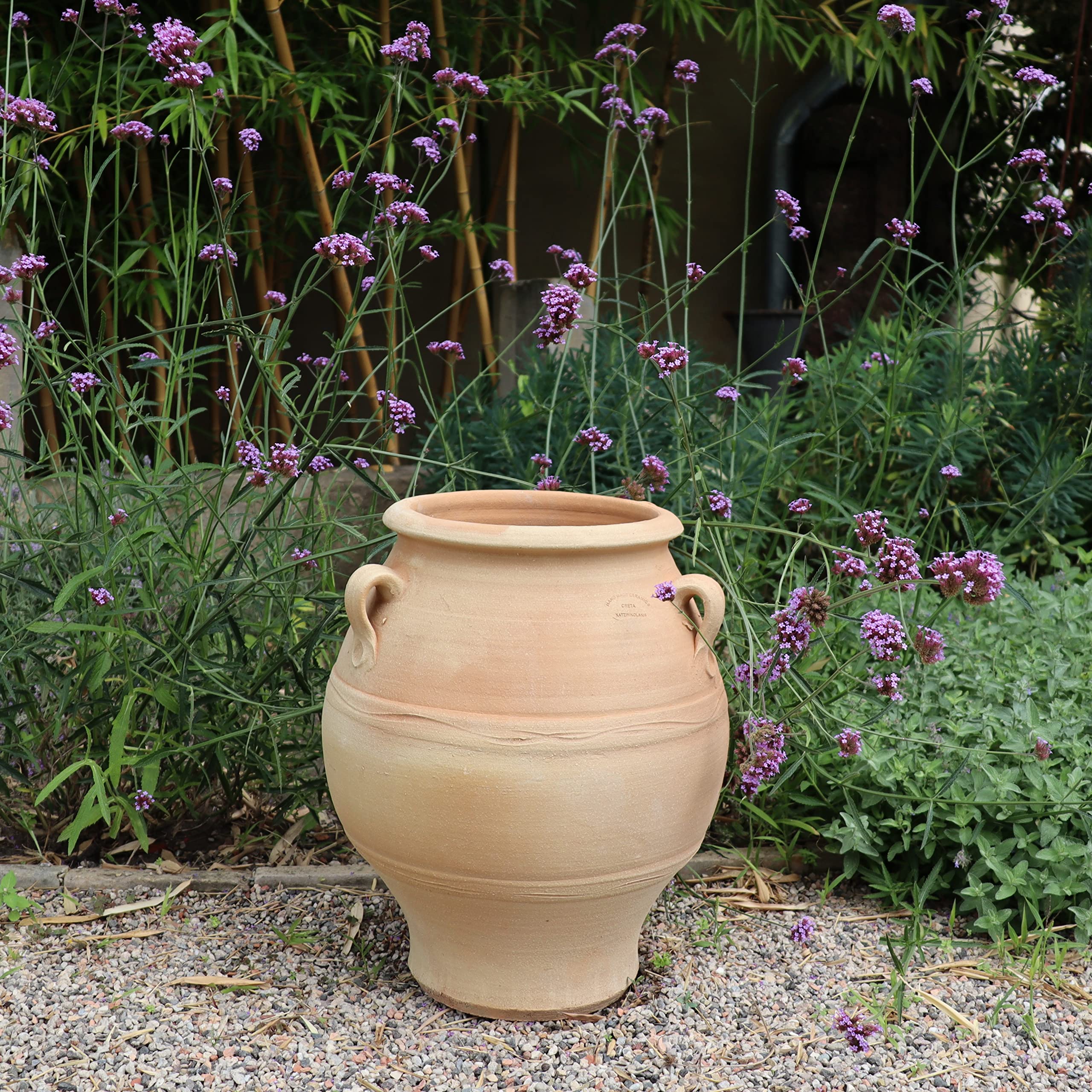 Palatina Werkstatt Griechische Amphore „Cassia“ 50 cm – Handgefertigte Terracotta Amphore frostfest & winterhart –Unikat aus gebranntem Ton für Garten, Terrasse & Balkon – Pflanzkübel & Dekovase