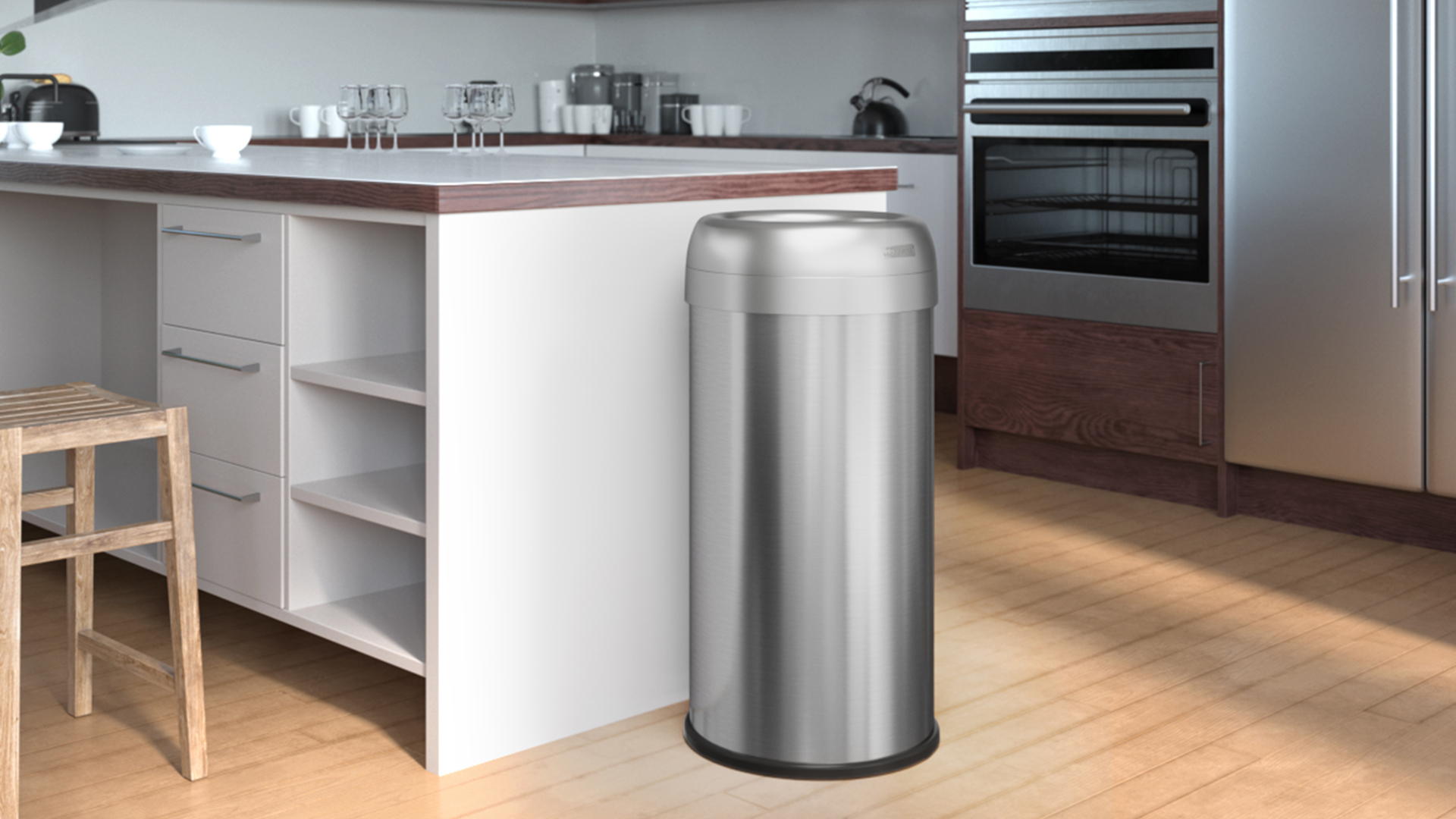Image of iTouchless 16 Gallon / 61 Liter Dual-Deodorizer Trash Can and Recycle Bin, Stainless Steel Commercial Grade Large 10 Inch, Home, Restaurant, Restroom, Office, Open Top, Round