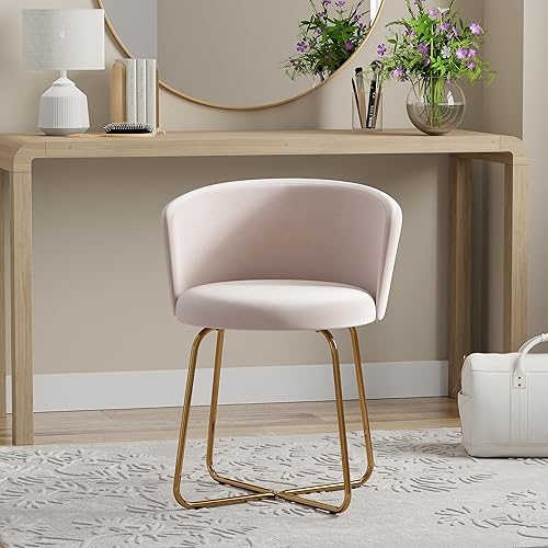 Miniatura 8 de Hillsdale Taburete de tocador de metal Marisol para sala de maquillaje o baño, dorado