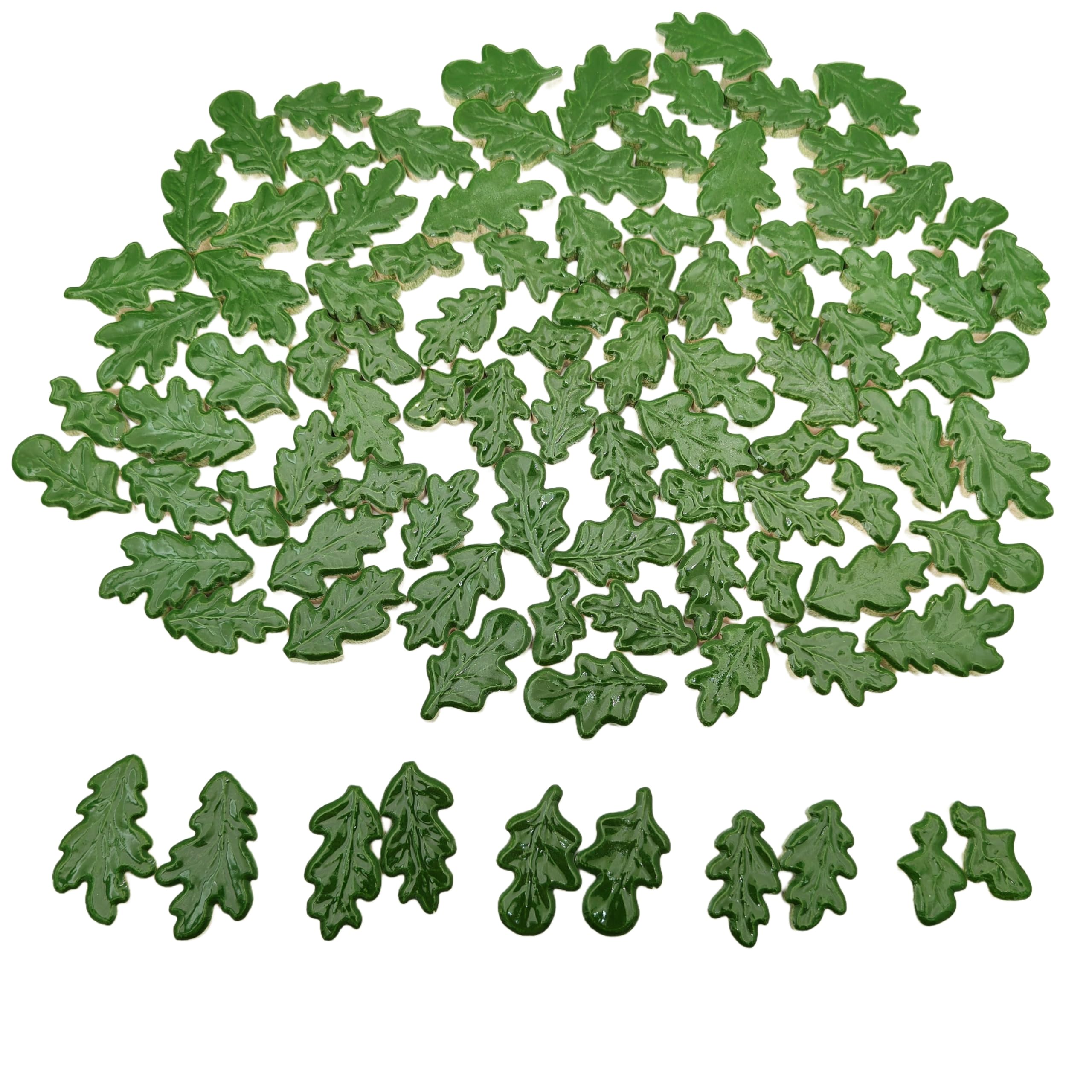 500g Corrugated Ceramic Mosaic Tiles, 5 Sizes (2.7-4cm), Random Making, Creative Mosaic Pieces for DIY Mosaic Craft Supplies, Home, Outdoor Decoration (Dark Green)