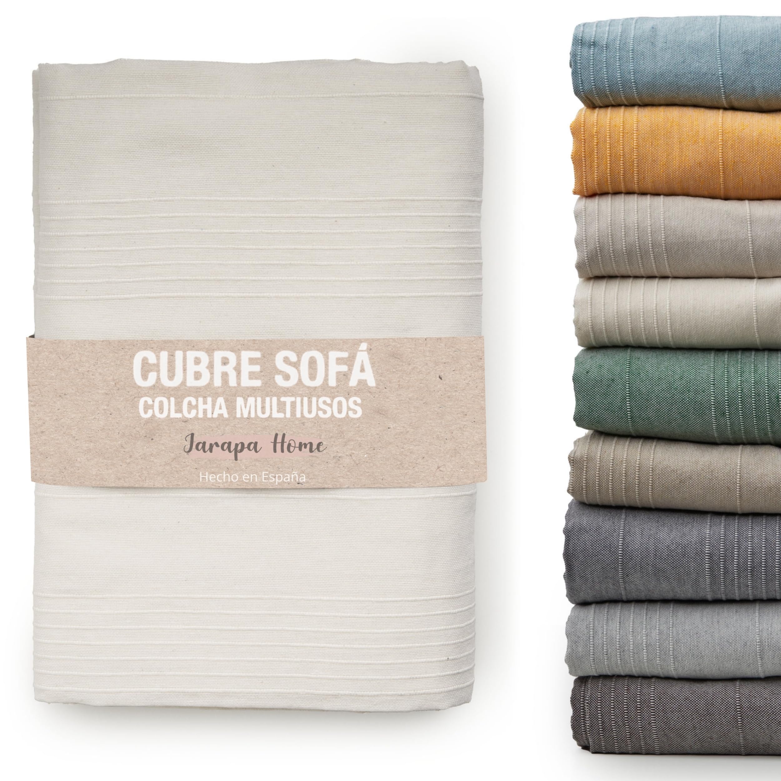 Colcha cama y colcha multiusos para sofás, colchas blancas. Plaid multiusos, cubre sofá, tejido resistente y de calidad, hecho en España. Colchas cama 150 modernas, 135, 90. (Crudo, 180 x 280 cm)