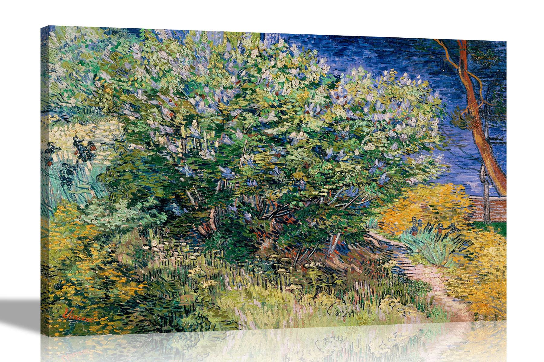 Artley Prints Lilac Bush - By Vincent Van Gogh Oil On Canvas Wall Art Prints | Home Decor Reproduction | Abstract Botanical Pictures 101 X 76Cm (40 X 30 Inches)