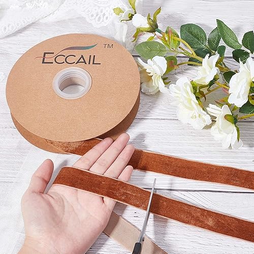 Miniatura 10 de arricraft Cinta de terciopelo de un solo lado de 20 yardas x 1 pulgada, rollo de cinta de satén para bodas, envoltura de regalos, lazos para el